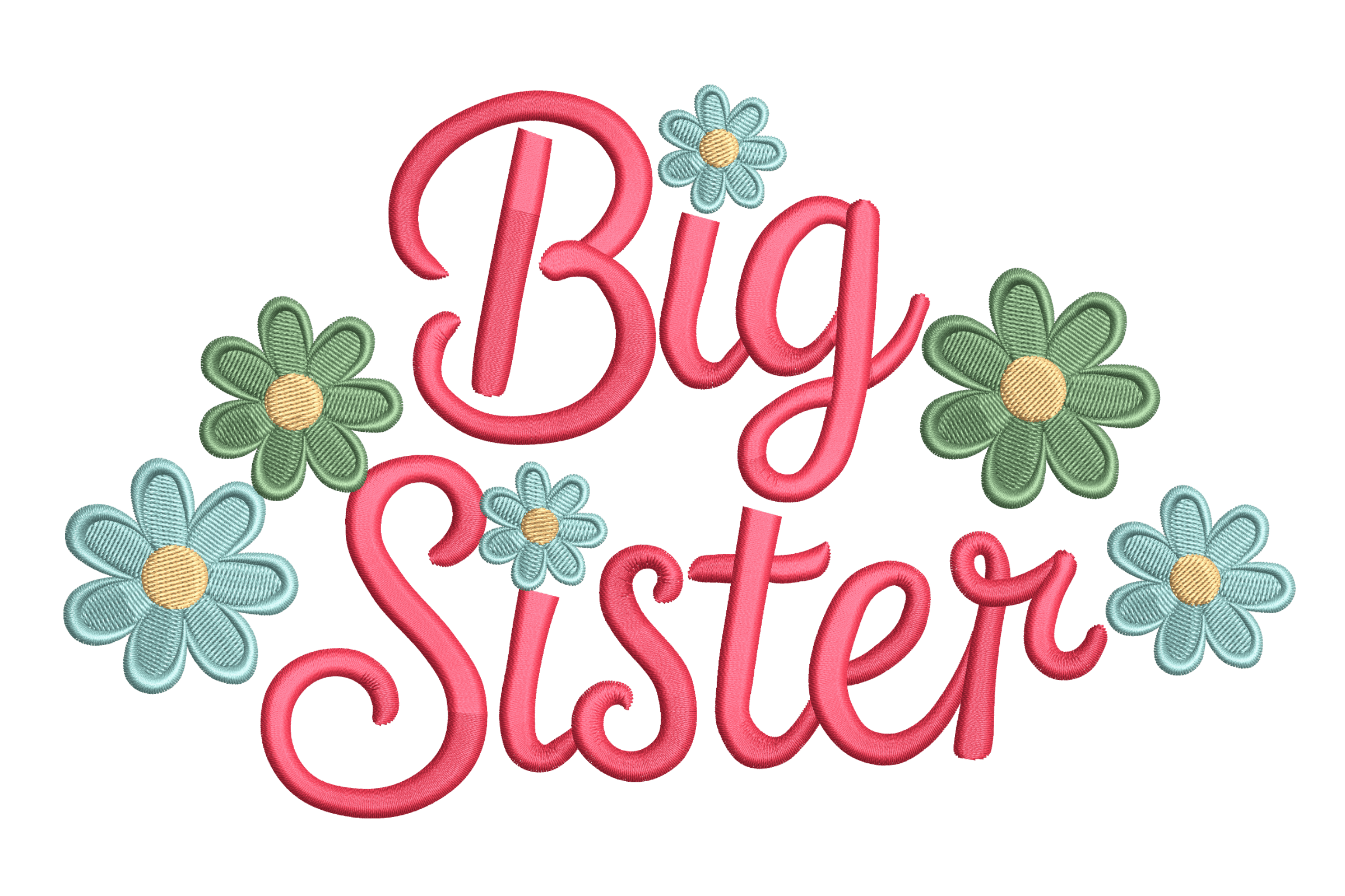 Big Sister – Floral Script Kids Embroidery Design