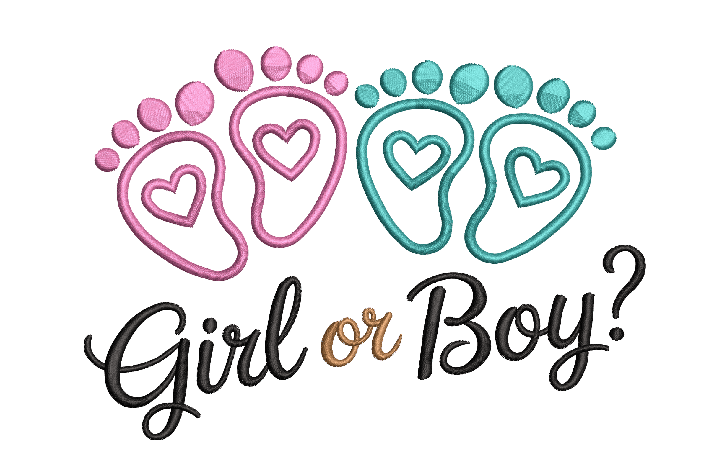 Gender Reveal Footprints – Baby Shower Embroidery Design