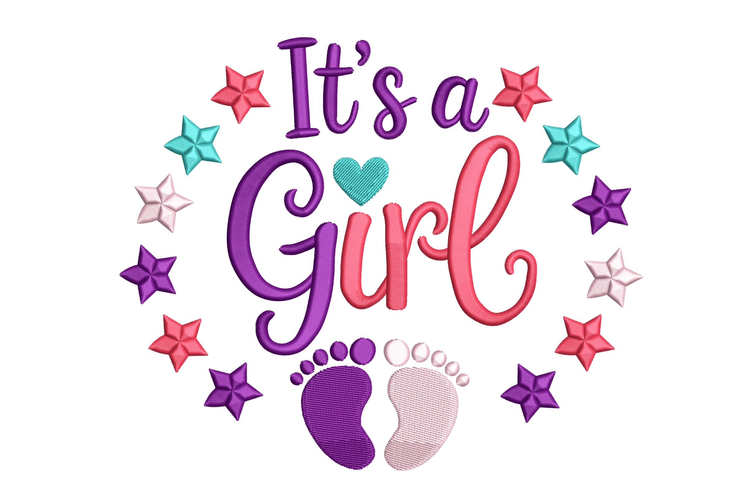 It’s a Girl Stars – Baby Announcement Embroidery Design
