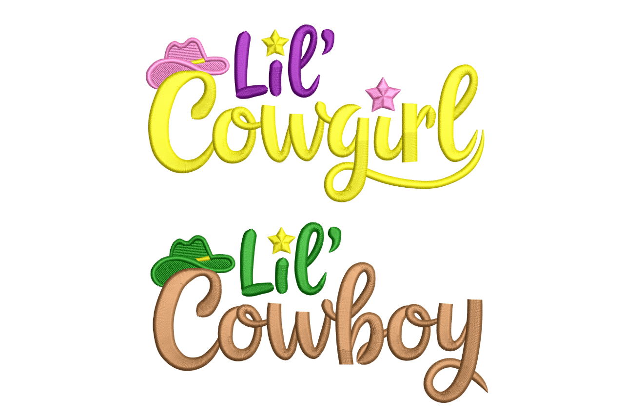 Lil’ Cowgirl & Cowboy – Western Kids Embroidery Design