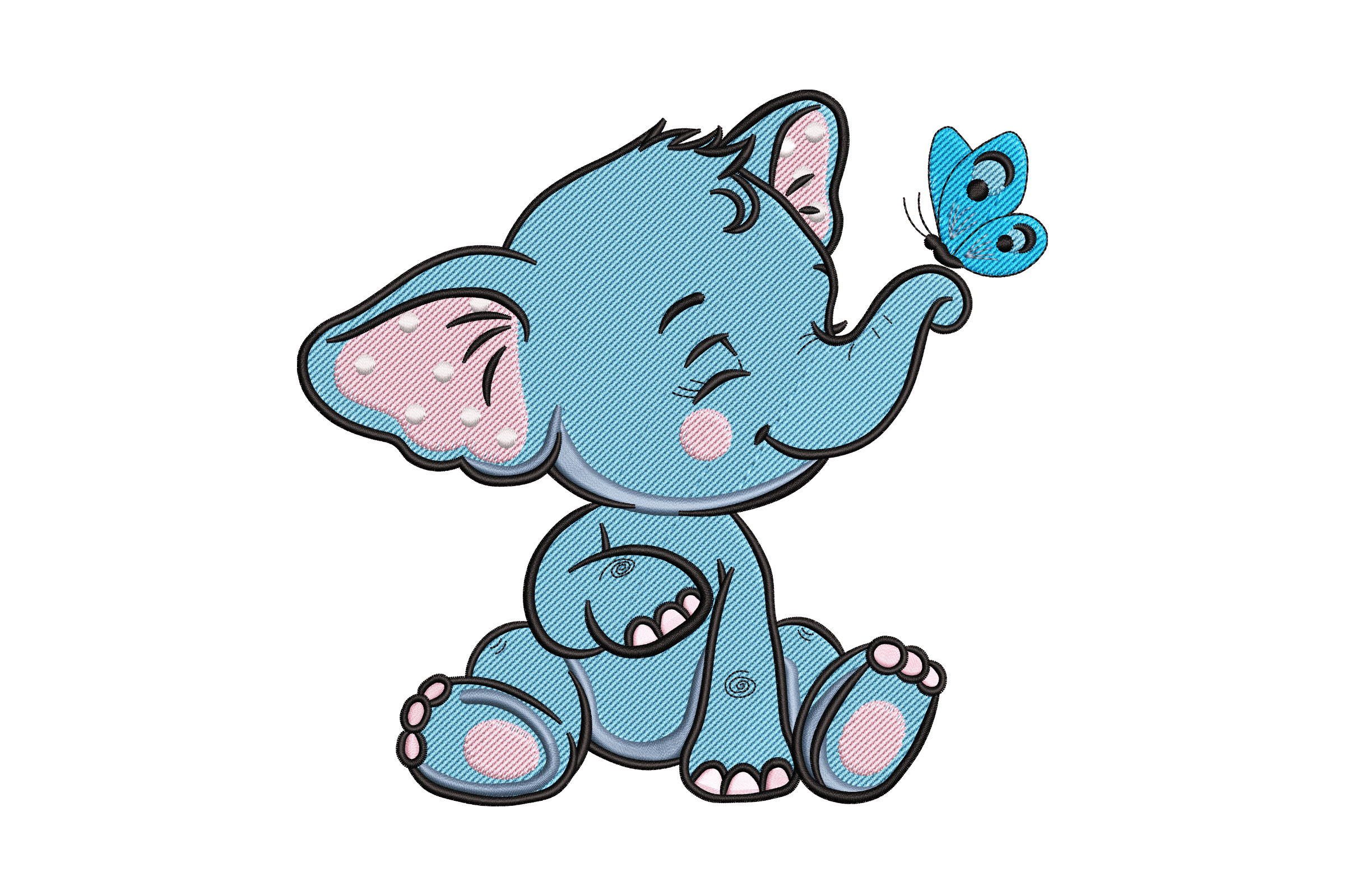 Baby Elephant & Butterfly – Cute Nursery Embroidery Design