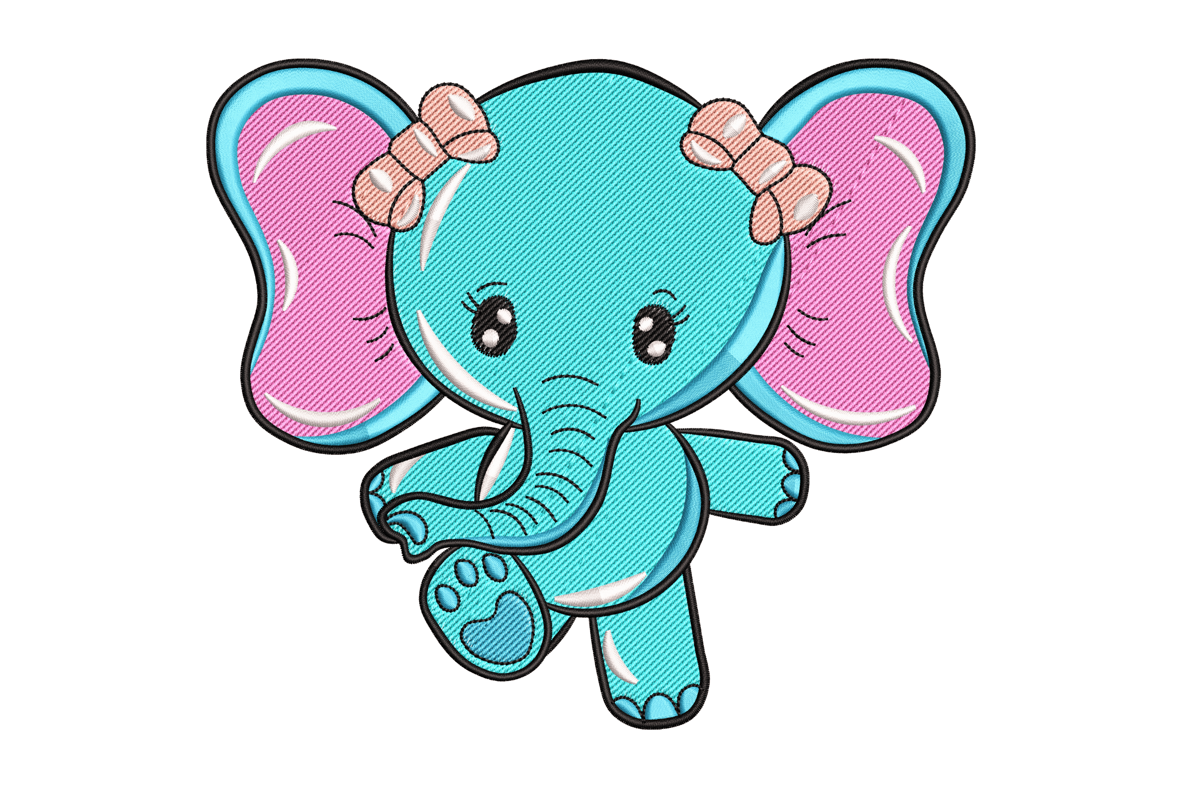 Dancing Elephant Girl – Cute Blue Baby Embroidery Design