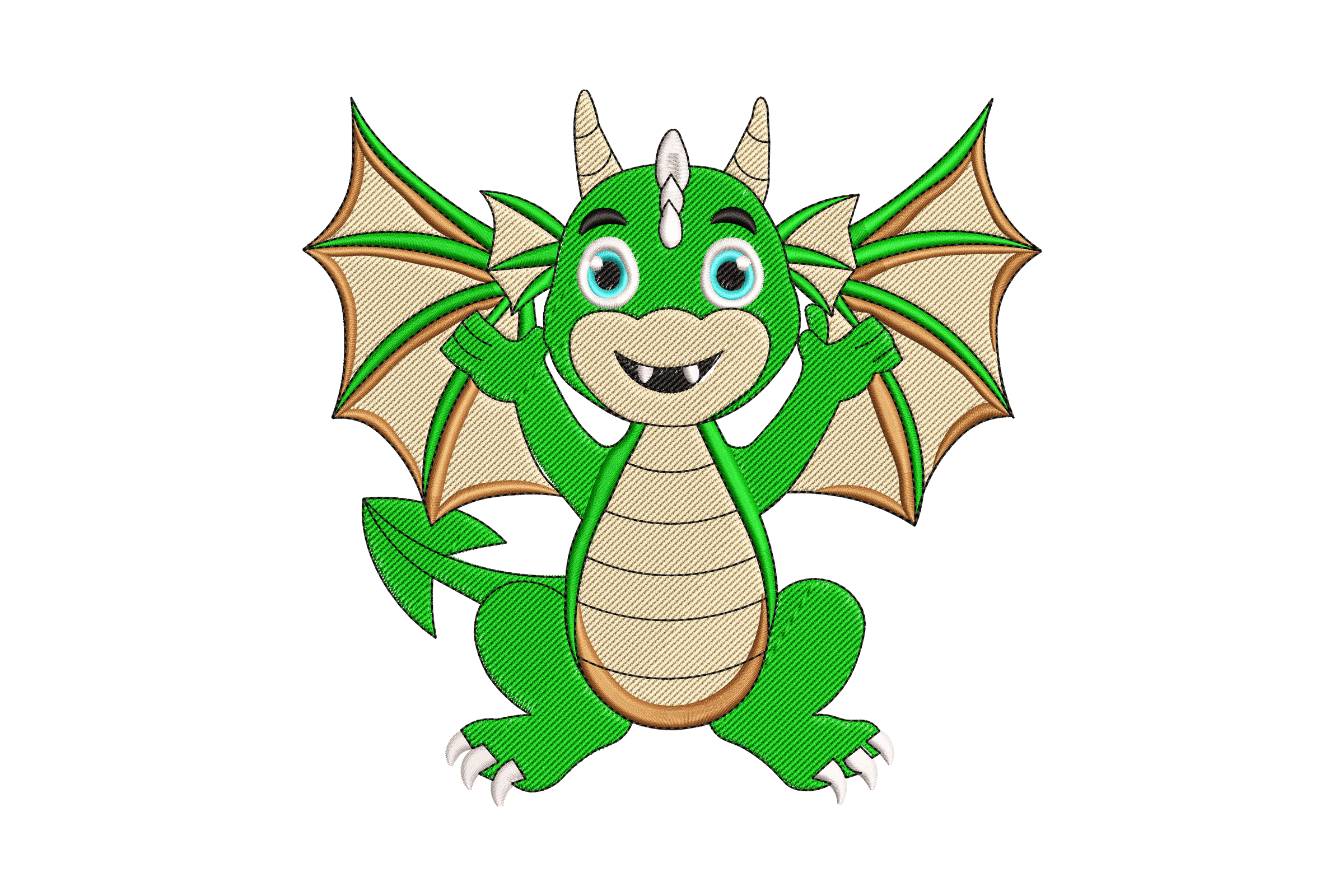 Happy Green Dragon – Friendly Fantasy Embroidery Design