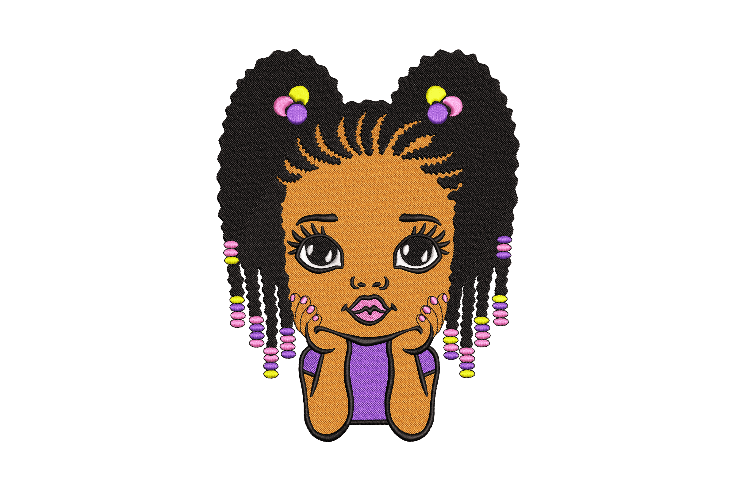 Braided Beads Girl – Cute Kids Embroidery Design
