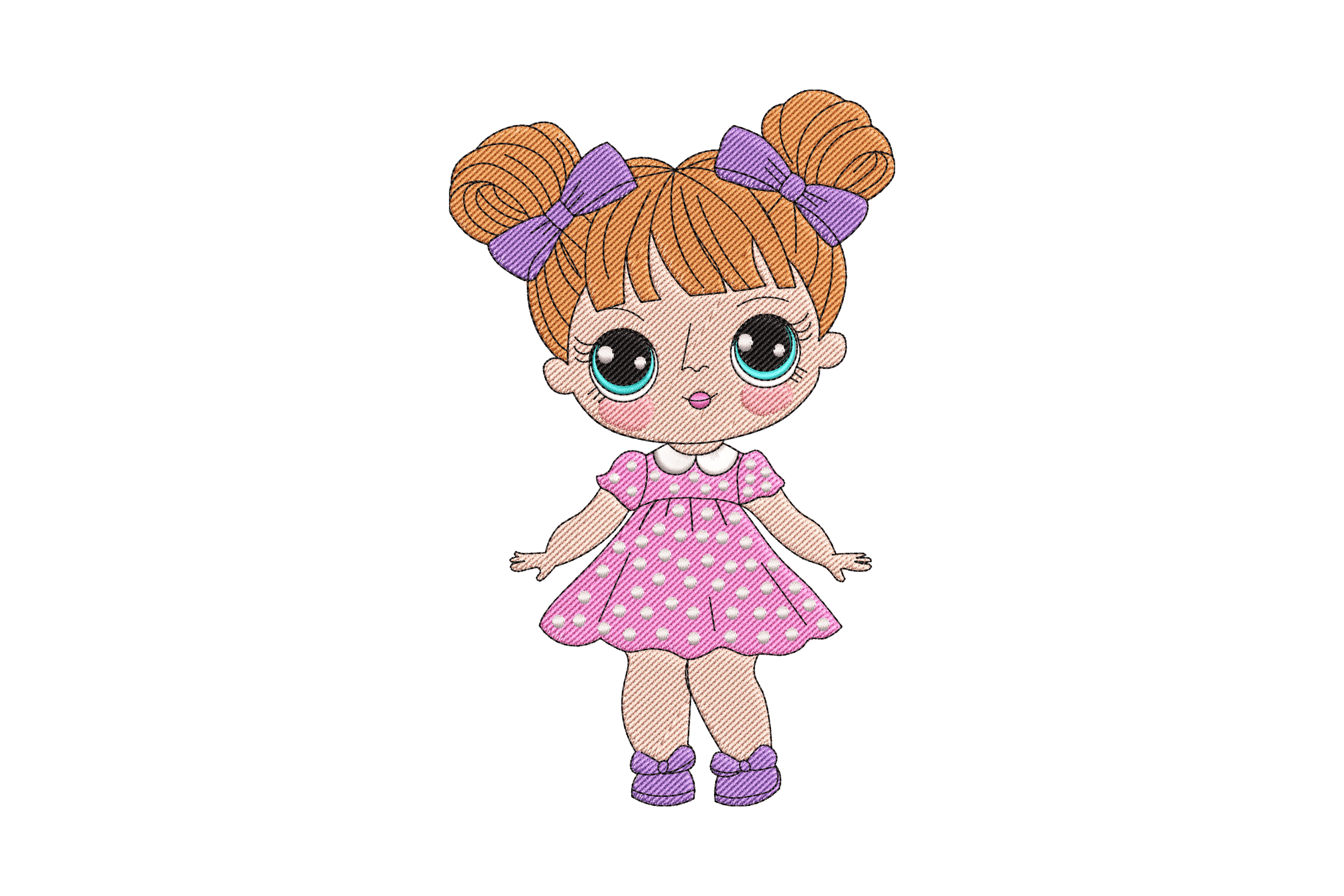 Big-Eyed Doll Girl – Cute Kids Embroidery Design