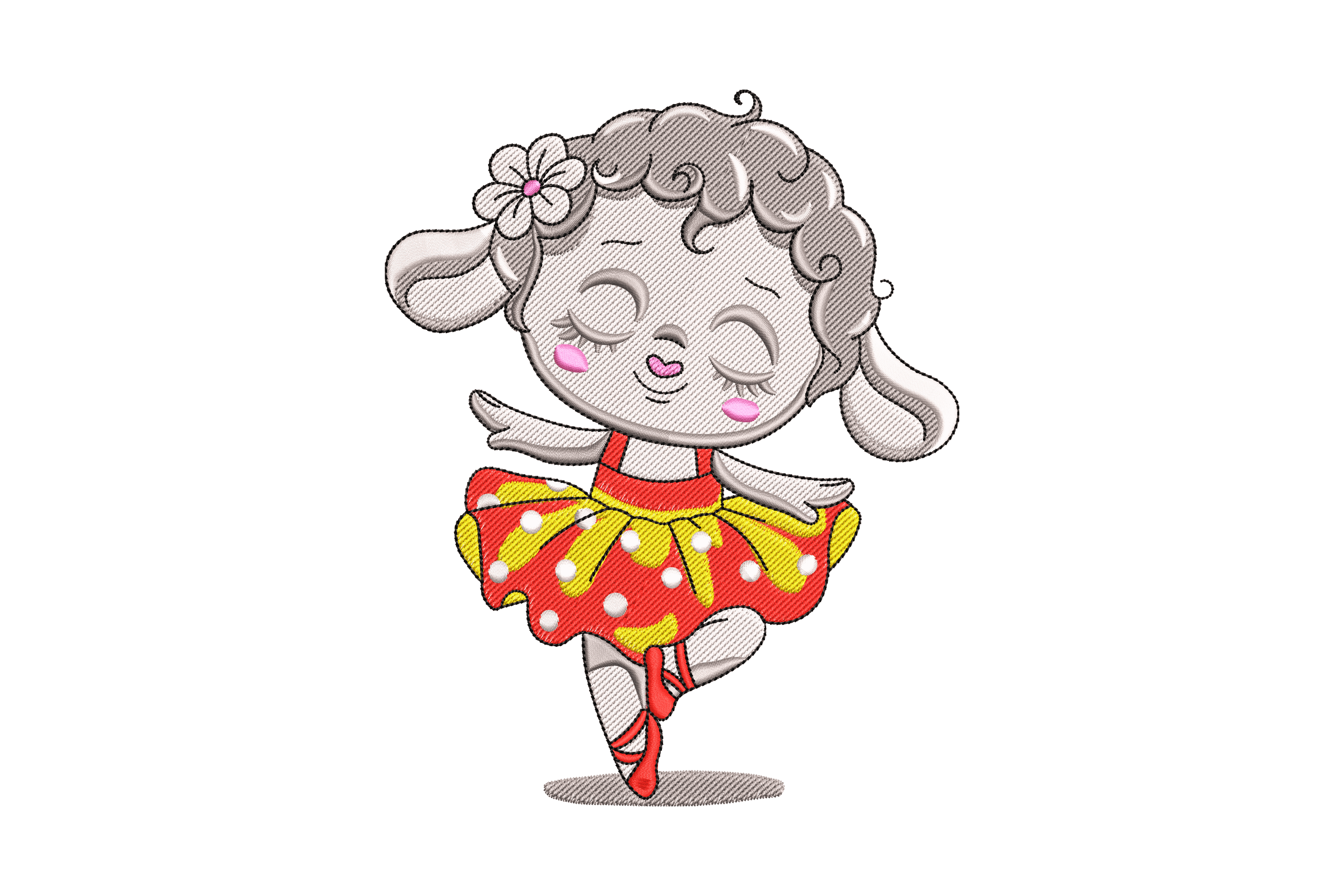 Lamb Ballerina – Cute Dancing Animal Embroidery Design