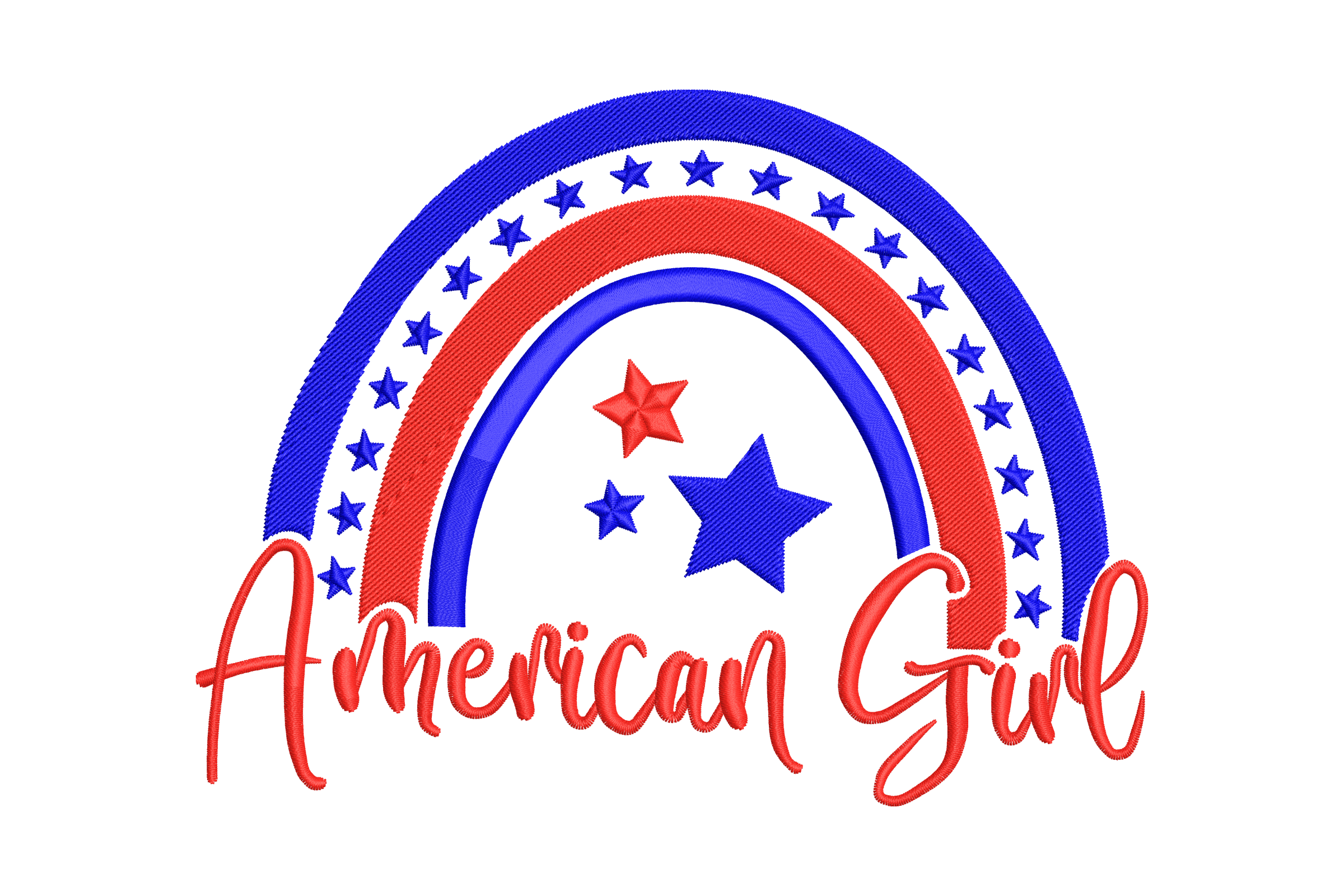 American Girl Rainbow – Patriotic Stars Embroidery Design