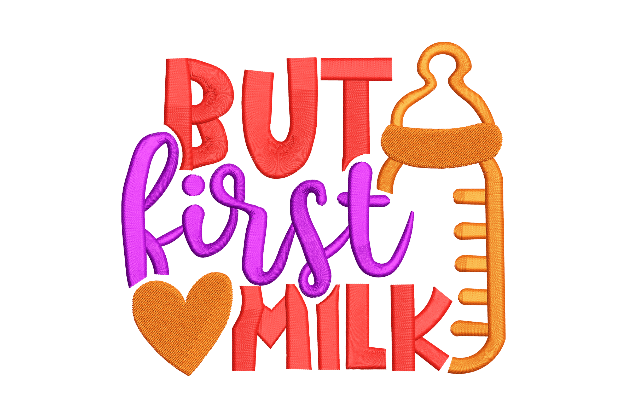 But First Milk – Cute Baby Bottle Embroidery Design