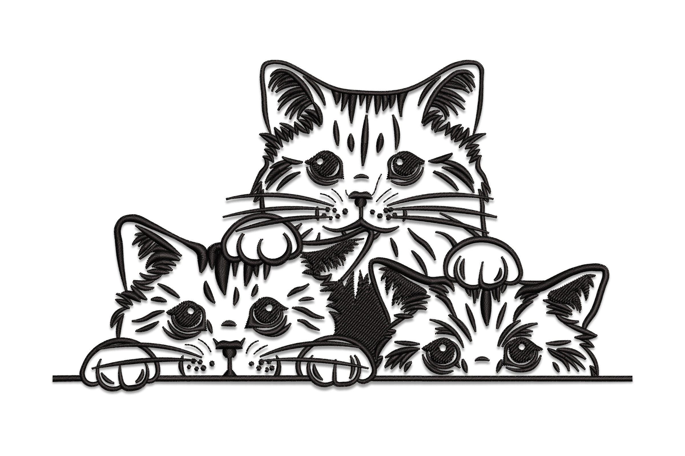 Peeking Kittens – Outline Cat Machine Embroidery Design