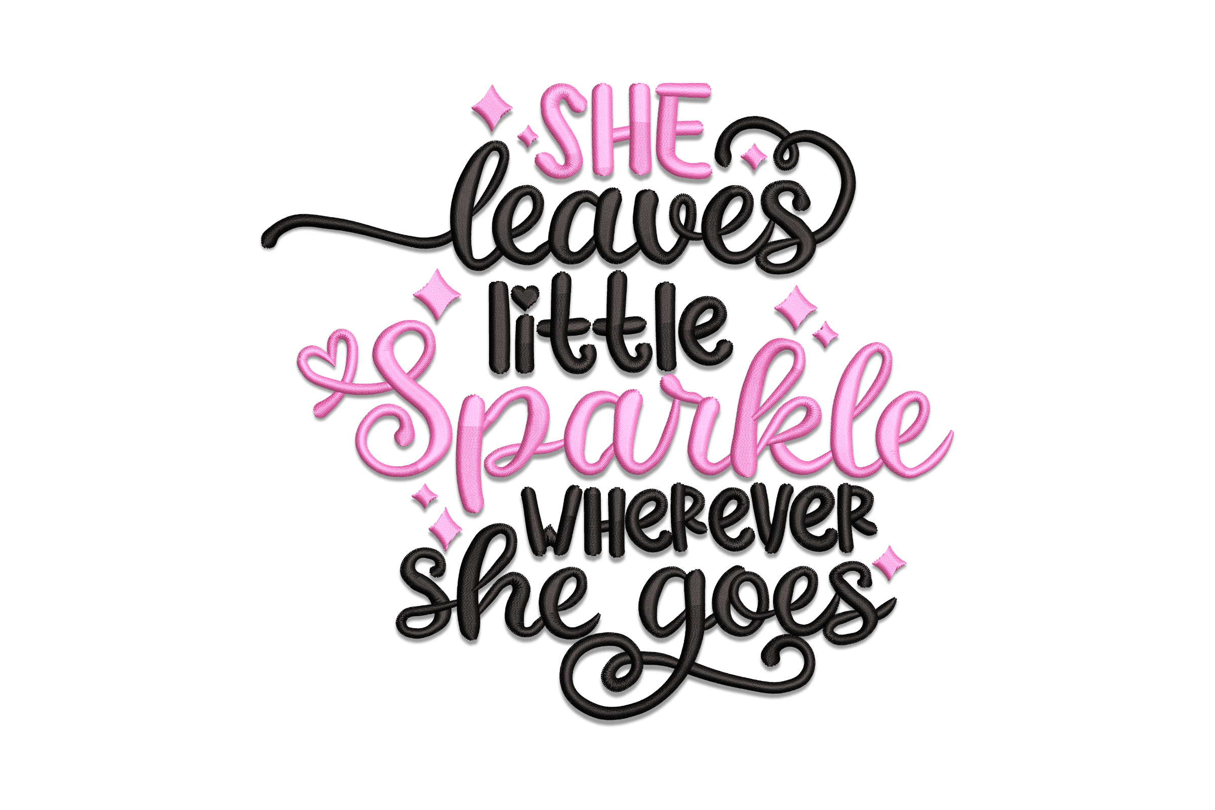 She Leaves Sparkle – Cute Inspirational Embroidery Design