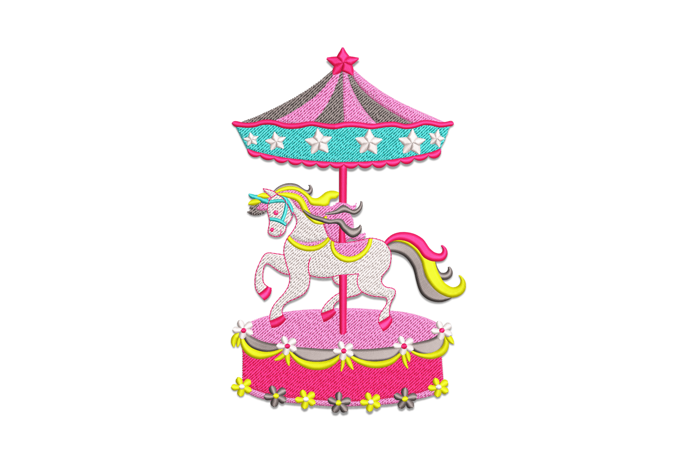 Pastel Carousel Horse – Cute Machine Embroidery Design