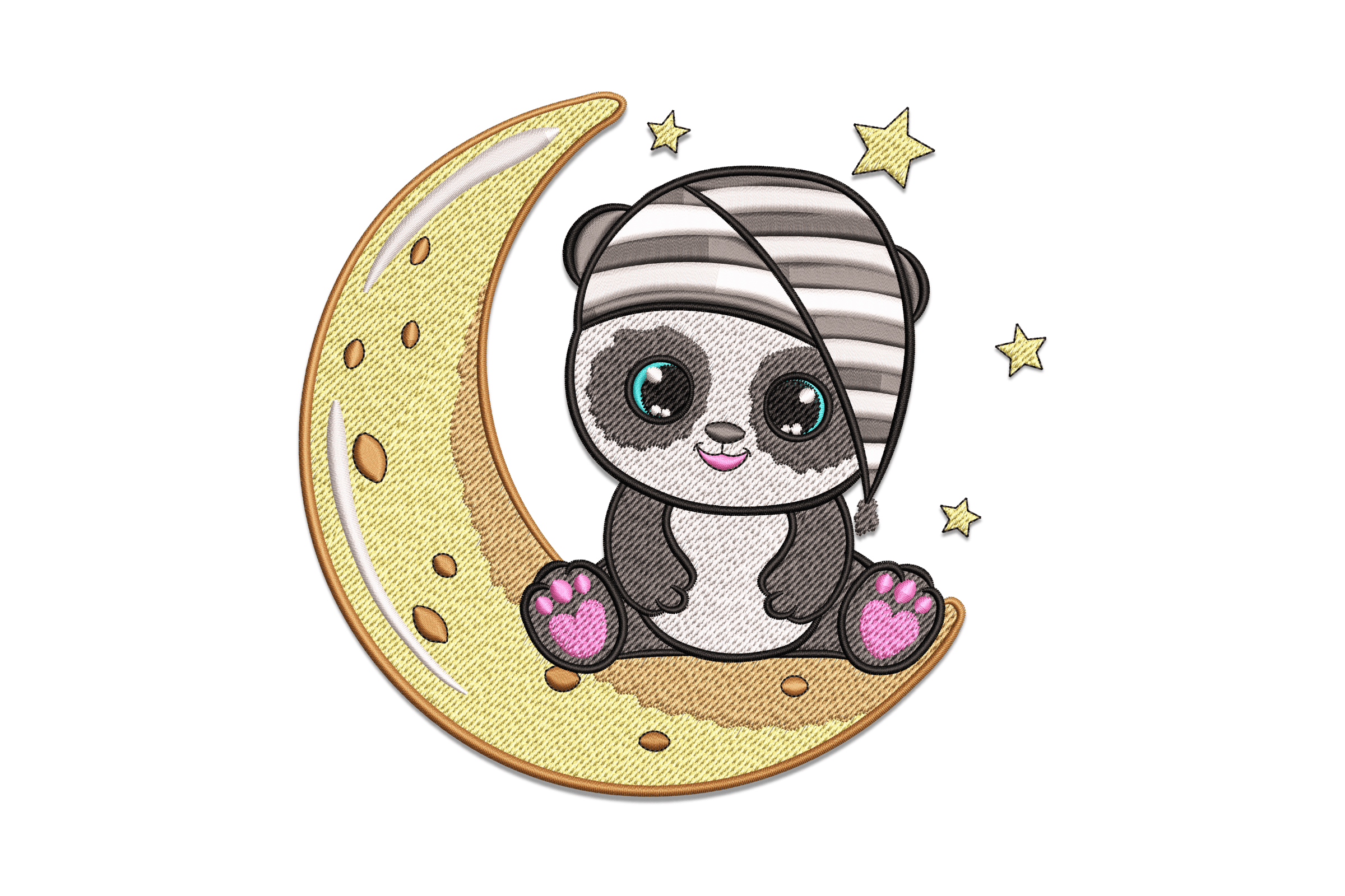 Panda on Crescent Moon – Cute Kids Embroidery Design