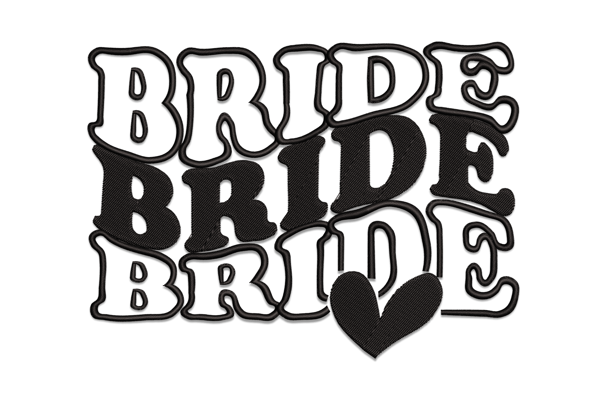 BRIDE Retro Stacked – Wedding Embroidery Design