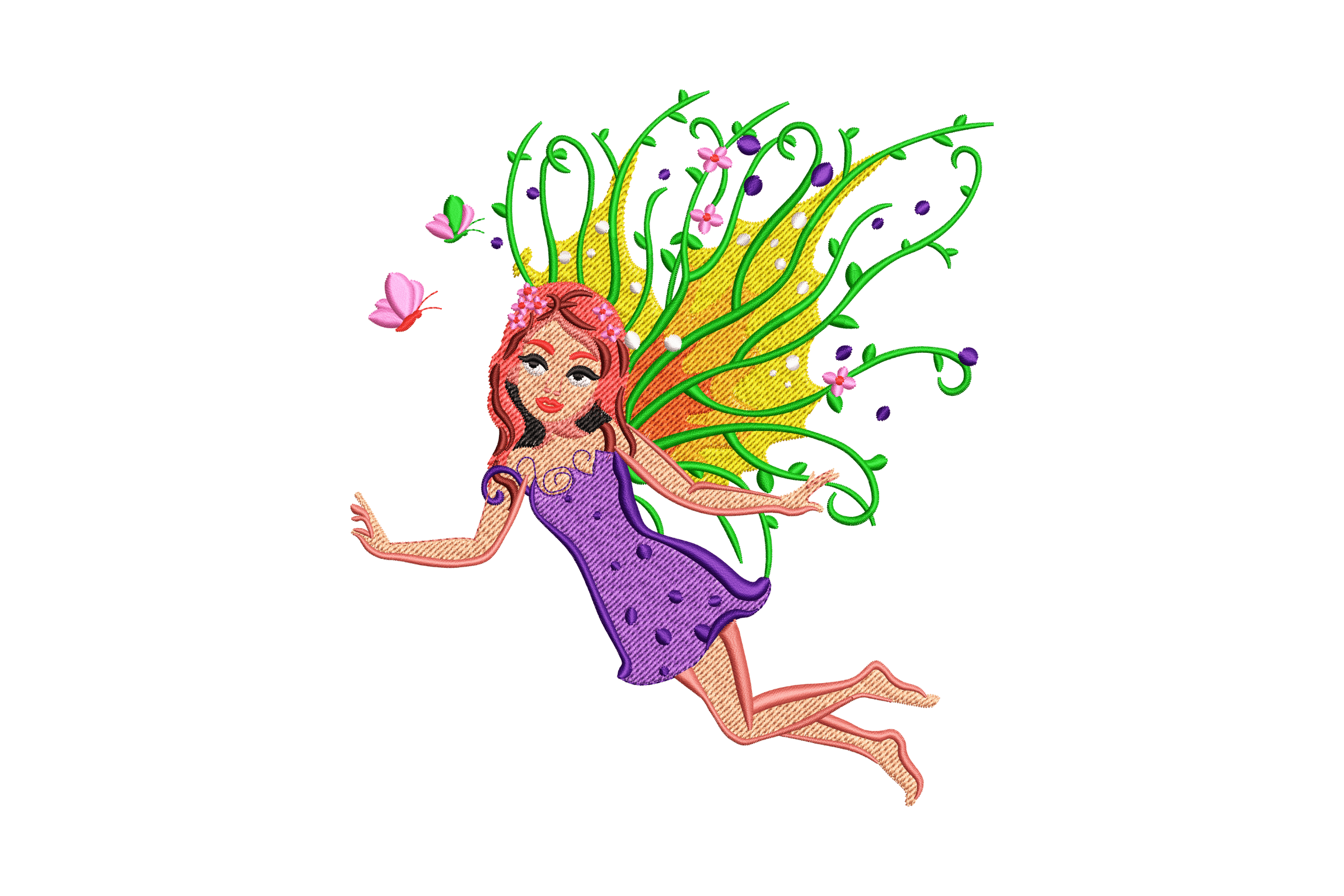 Whimsical Flying Fairy – Colorful Kids Embroidery Design