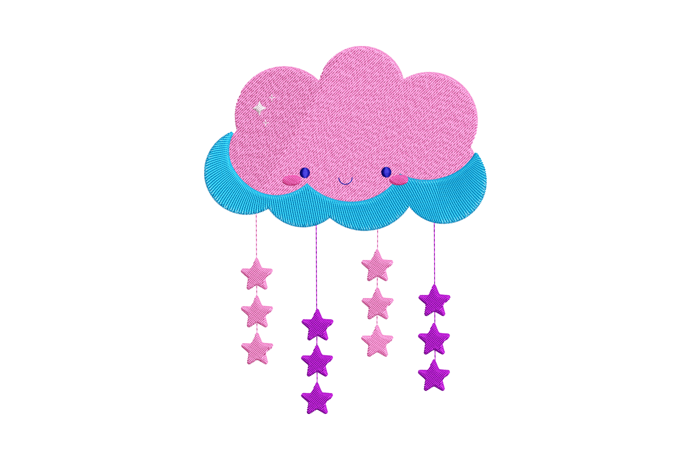 Cute Cloud & Hanging Stars – Kids Embroidery Design