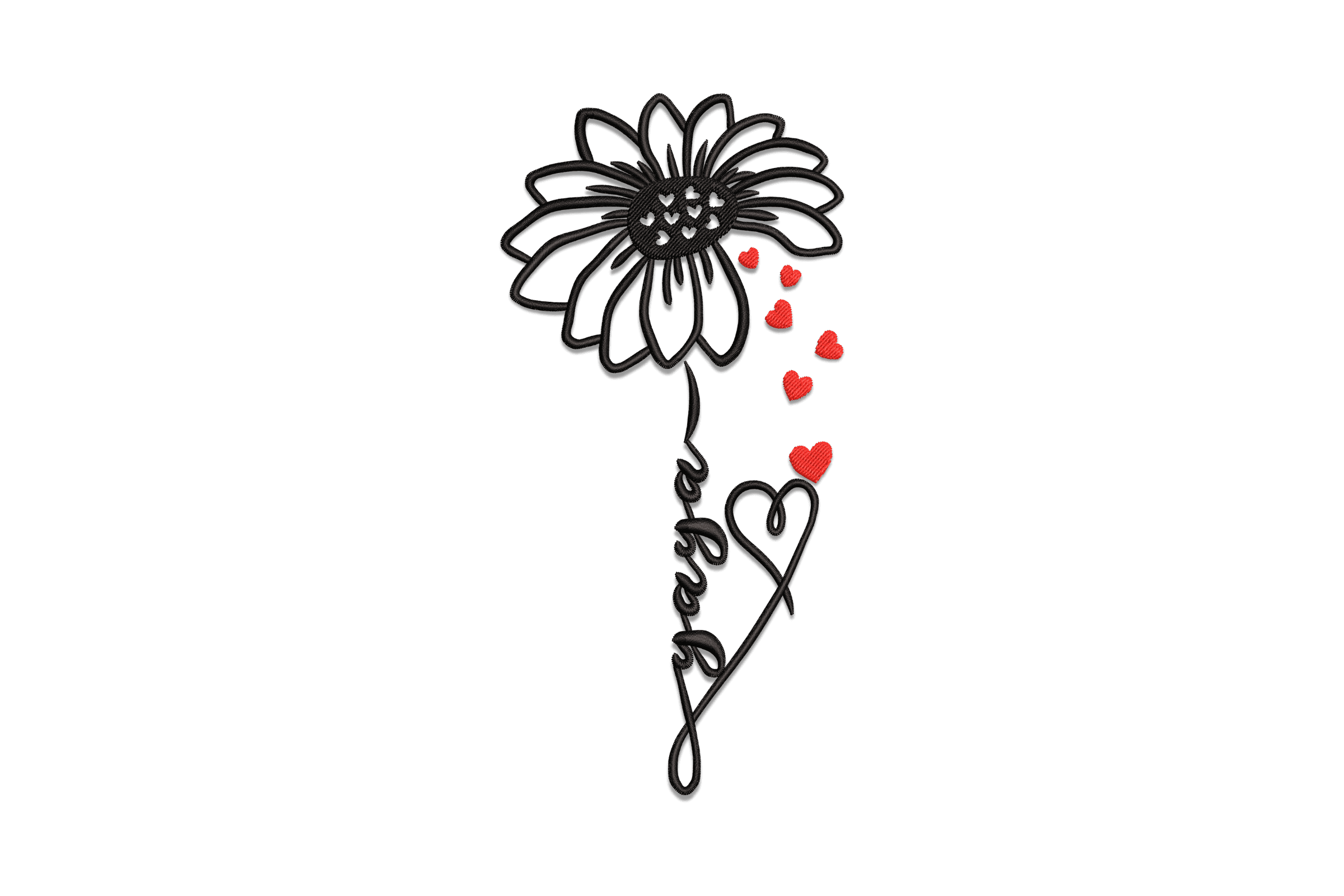 Grandma Daisy Flower – Sweet Line Art Embroidery  Design