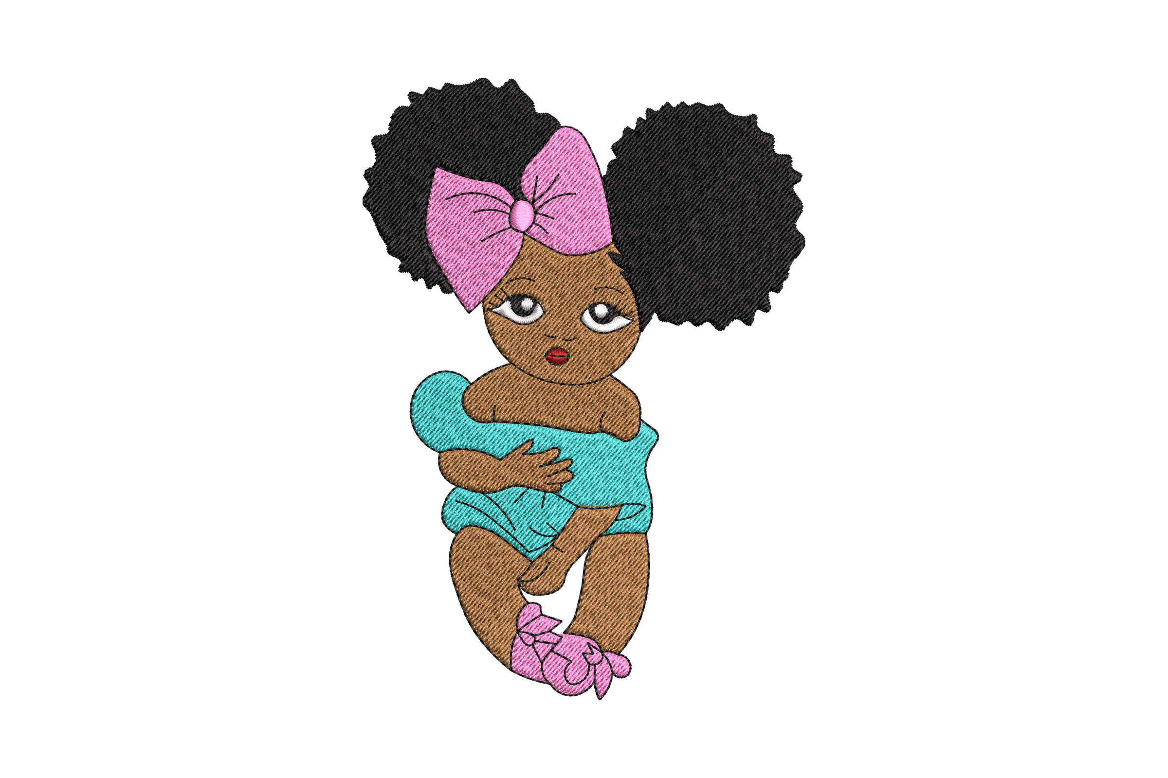 Cute Baby Girl with Bow – Kids Embroidery Design