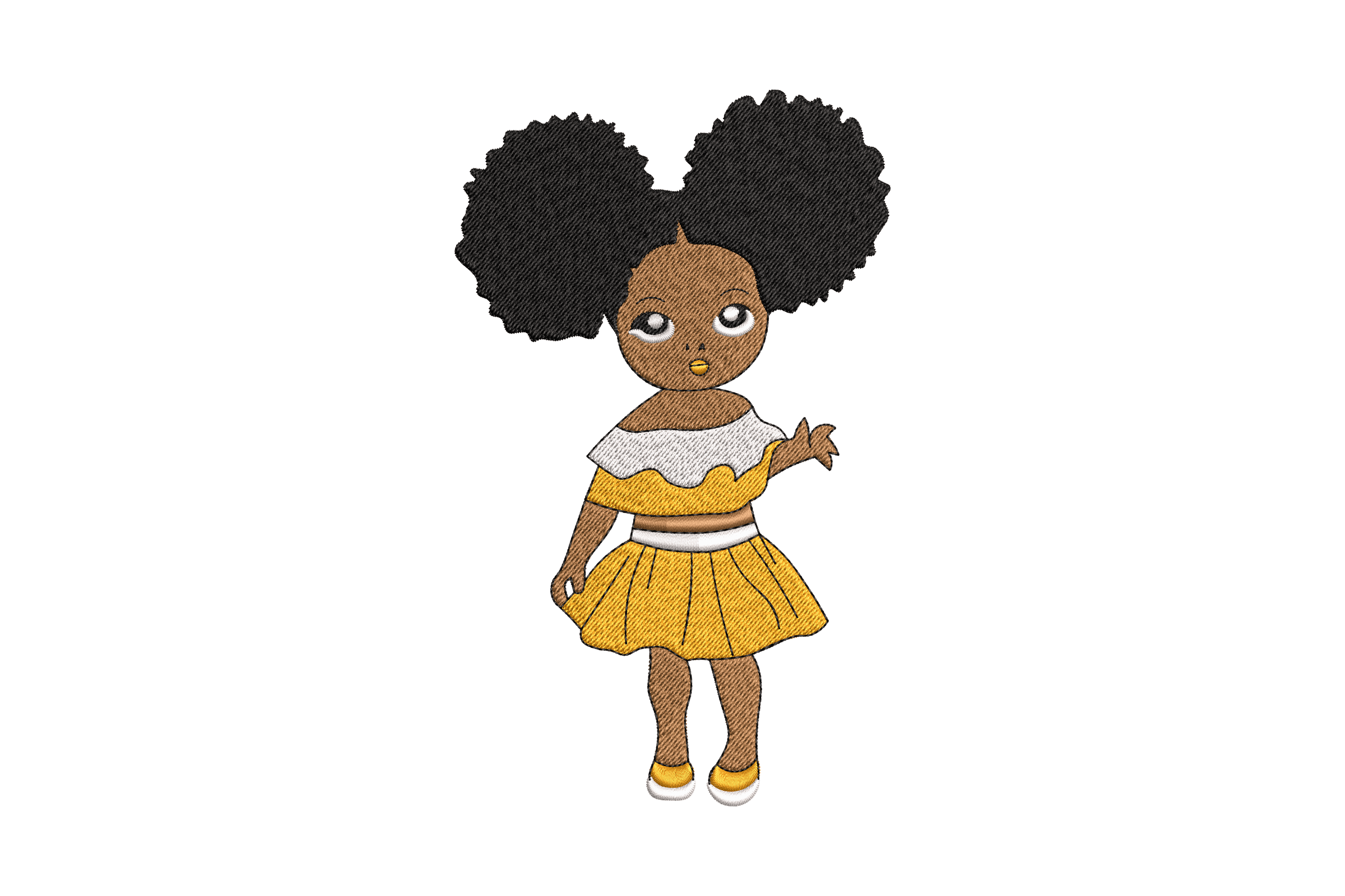 Girl in Yellow Dress – Cute Summer Kids Embroidery Design