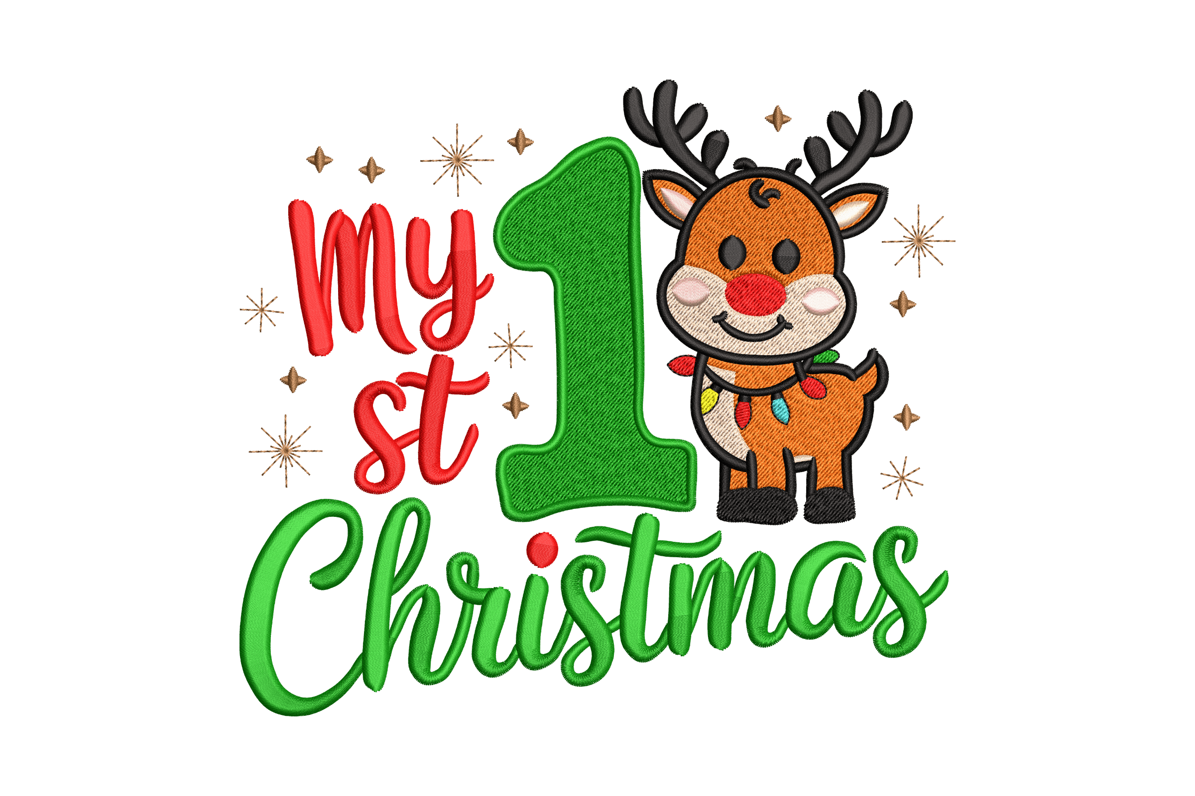 My 1st Christmas – Cute Reindeer Baby Embroidery Design