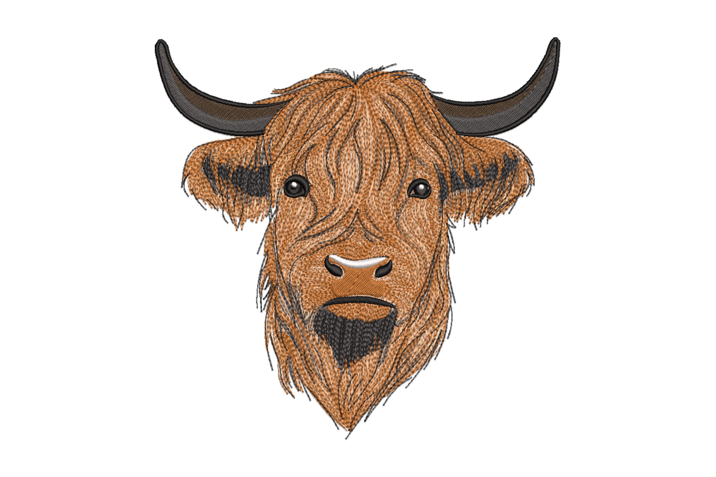 Highland Cow Head Animal Embroidery  Design