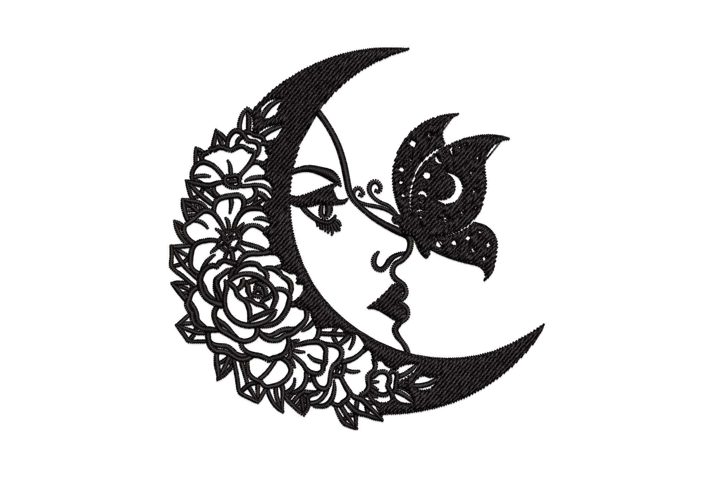 Moon Face Butterfly – Dreamy Floral Embroidery Design