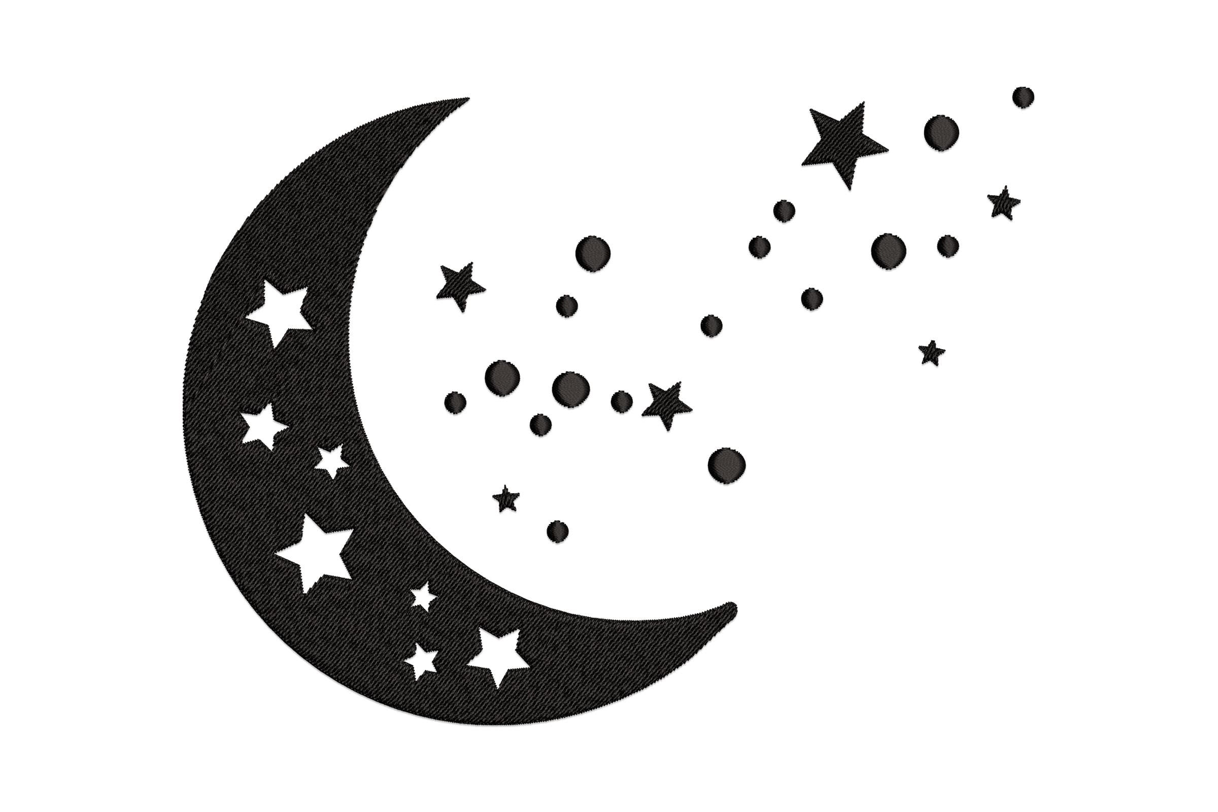 Minimalist Crescent Moon & Stars – Celestial Embroidery Design