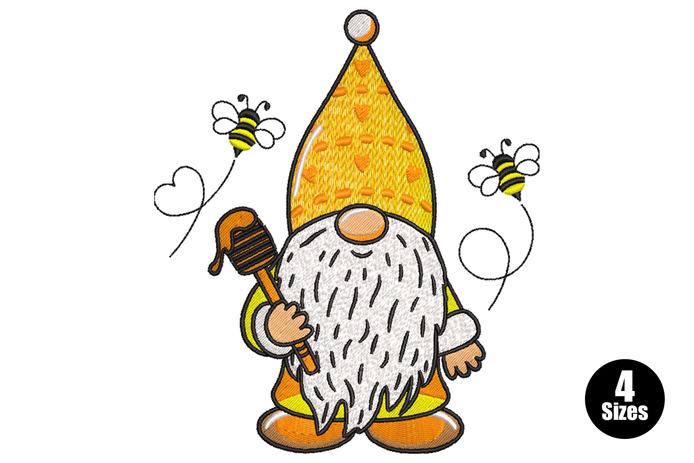 Bee Gnome Honey Stick – Cute Summer Embroidery  Design