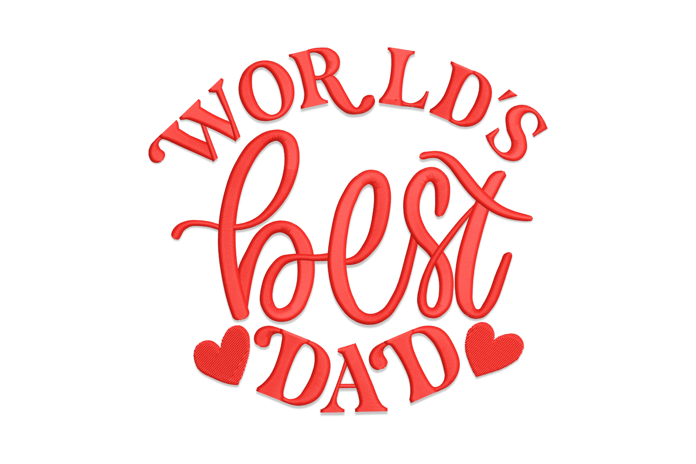World’s Best Dad – Father’s Day Red Heart Embroidery Design
