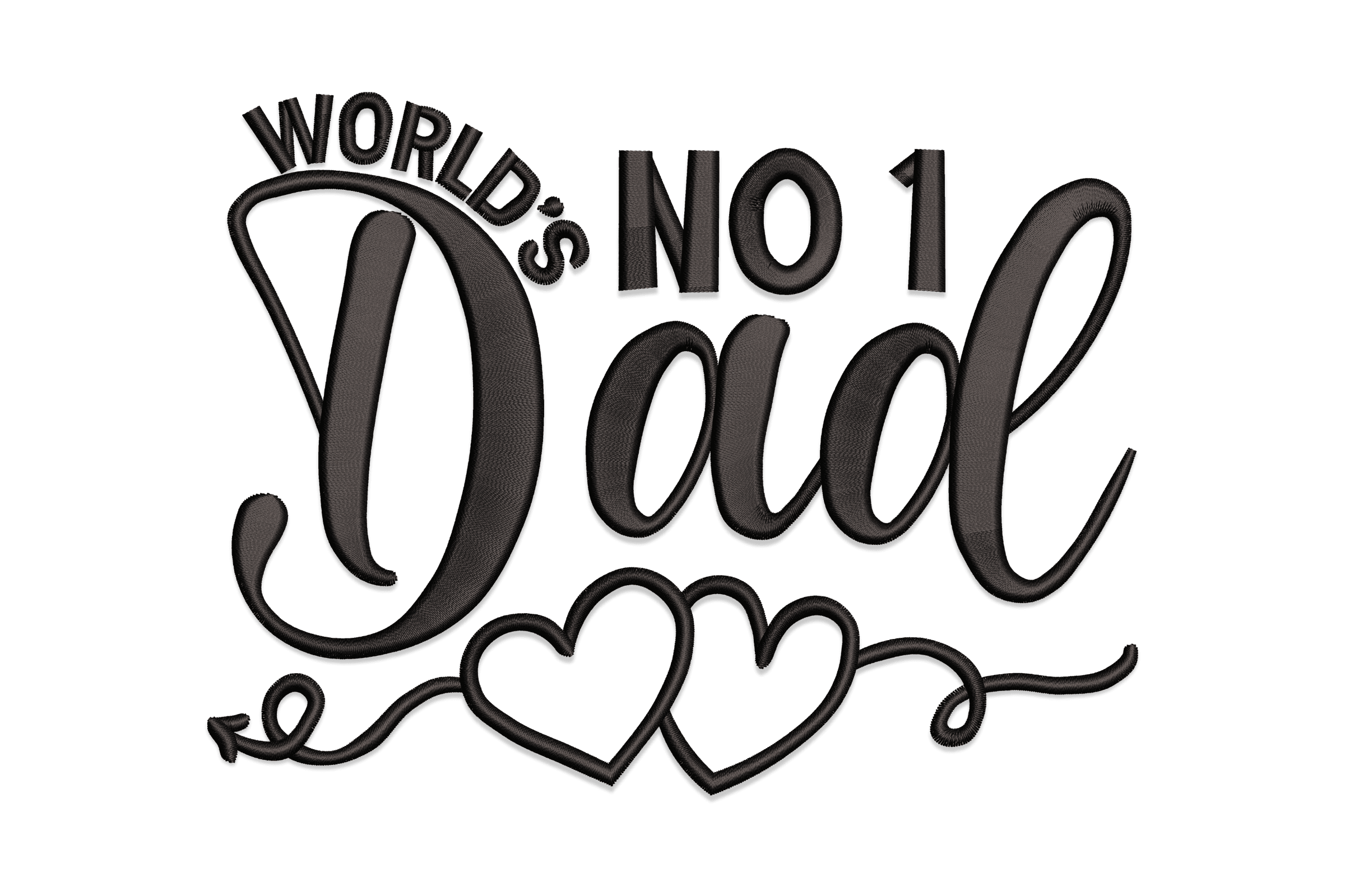 World’s No 1 Dad – Script Heart Father’s Day Embroidery  Design