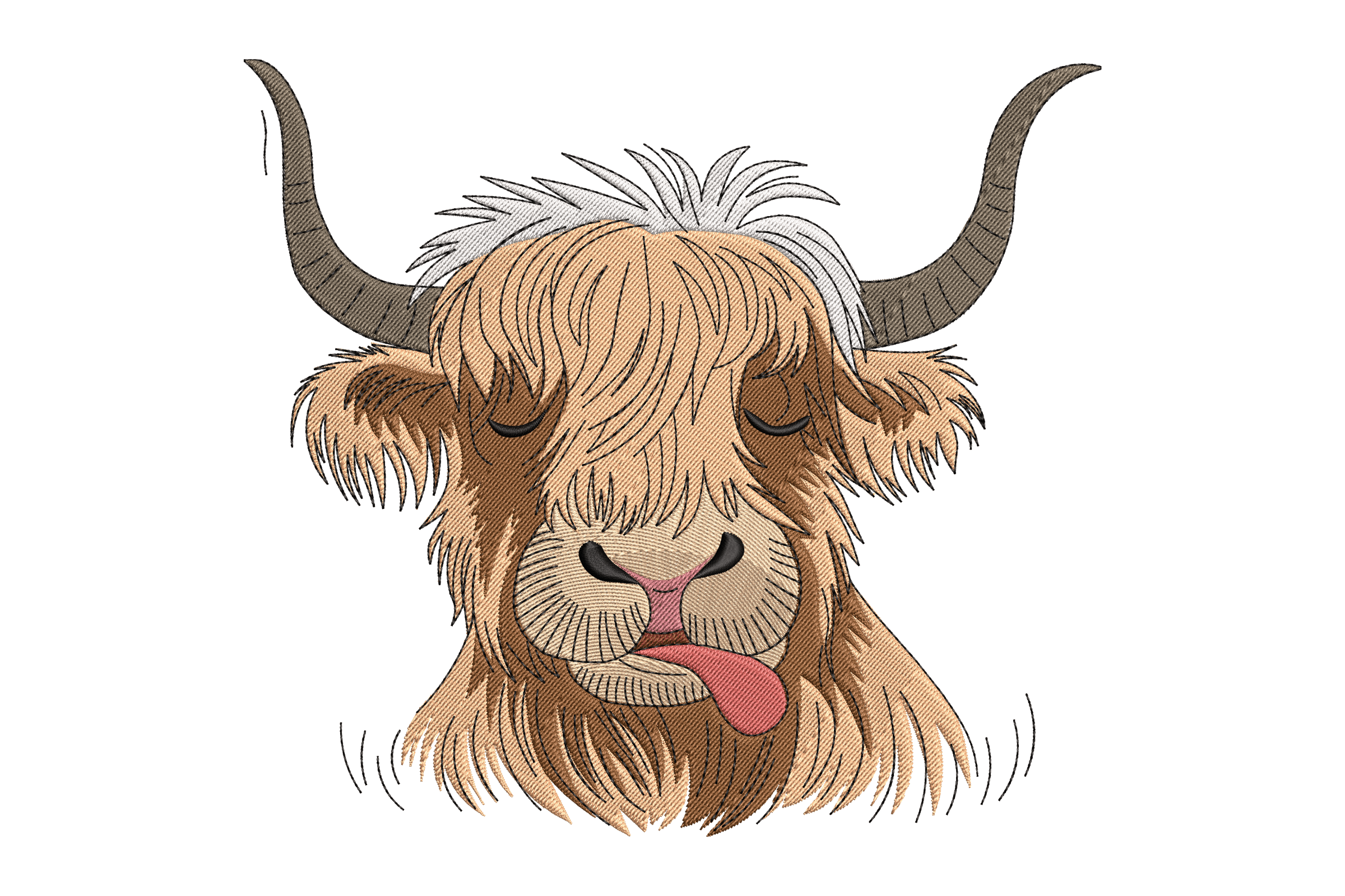 Sleepy Highland Cow – Cute Farm Embroidery Design