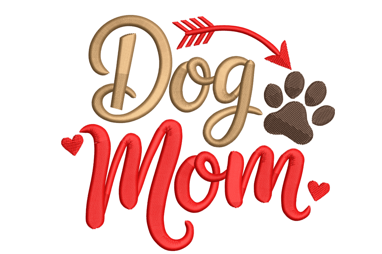 Dog Mom – Heart Arrow Paw Embroidery  Design