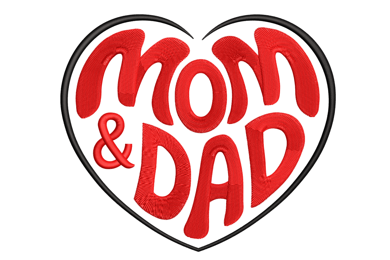 Mom & Dad Heart – Family Gift Machine Embroidery Design