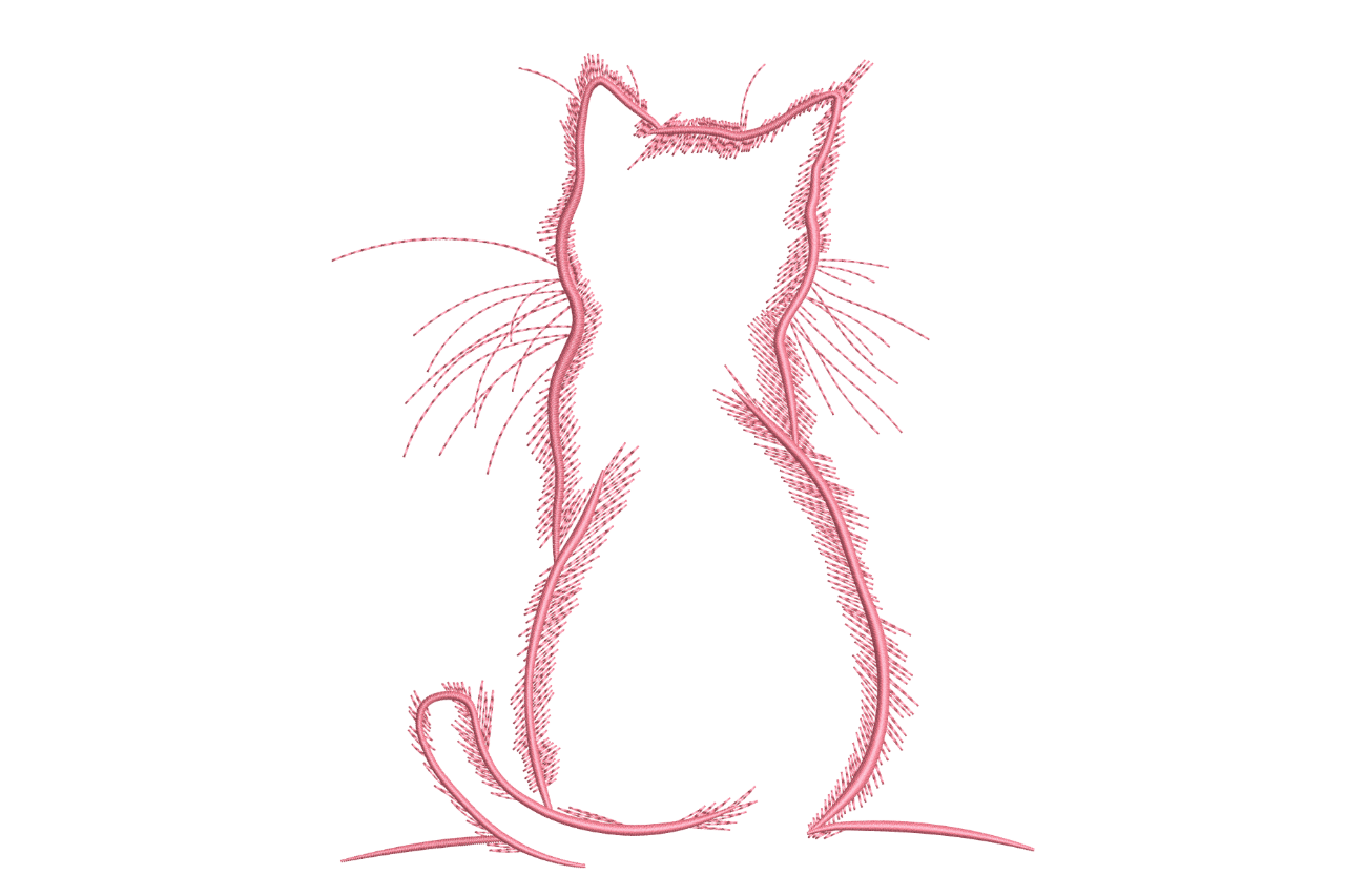 Sketch Cat From Behind – Minimal Embroidery Design