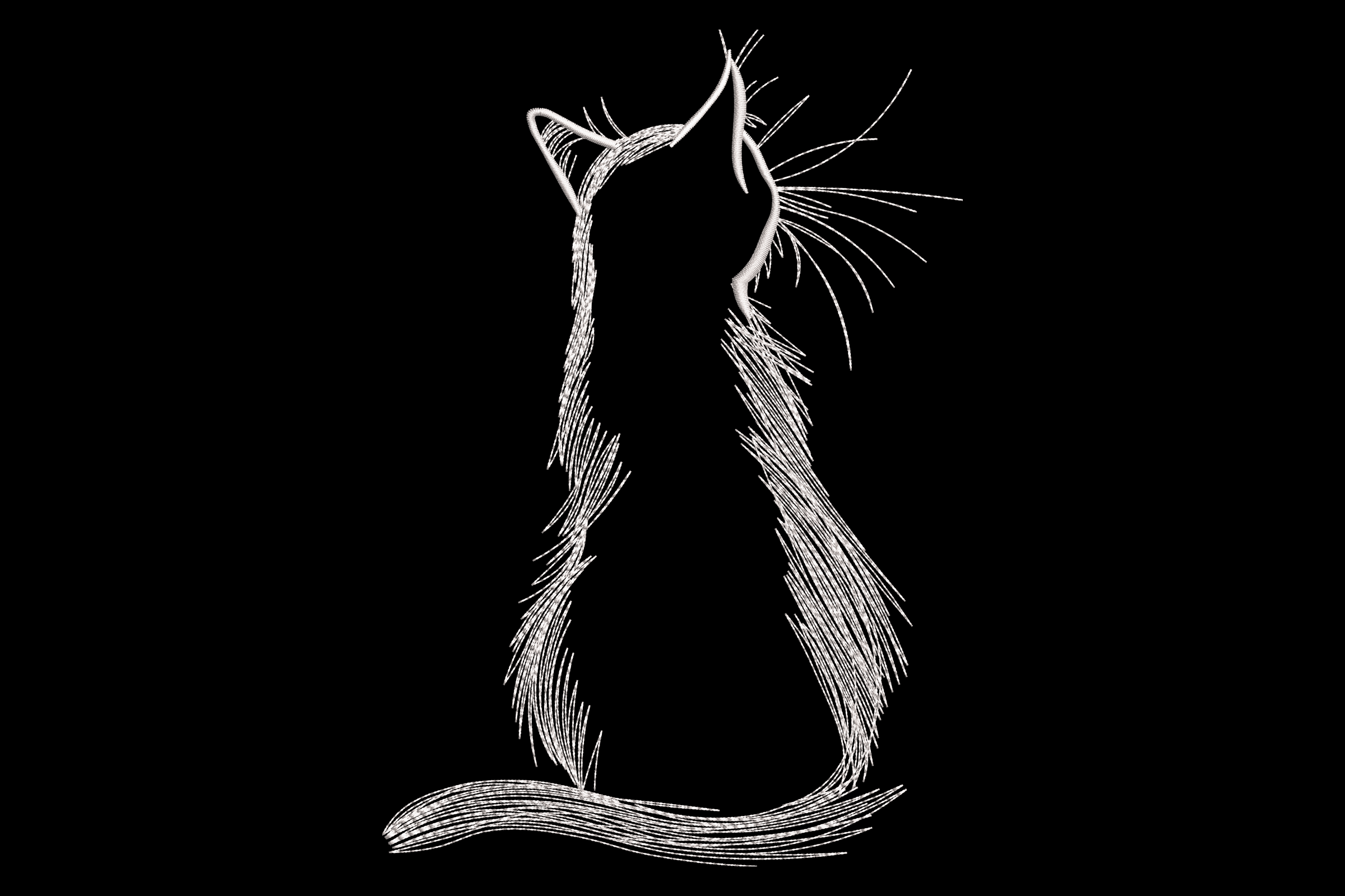 Minimalist Sitting Cat – Line Art Embroidery Design