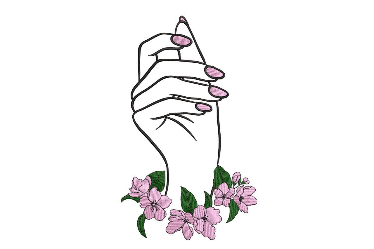 Floral Hand – Feminine Nail Art Embroidery Design