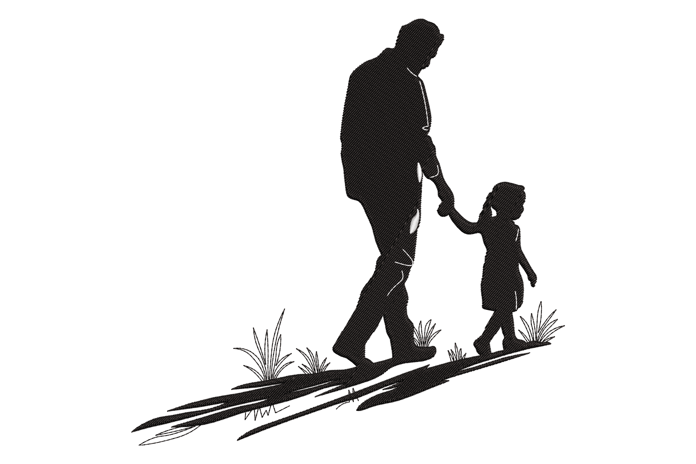 Father & Child Silhouette Embroidery Design