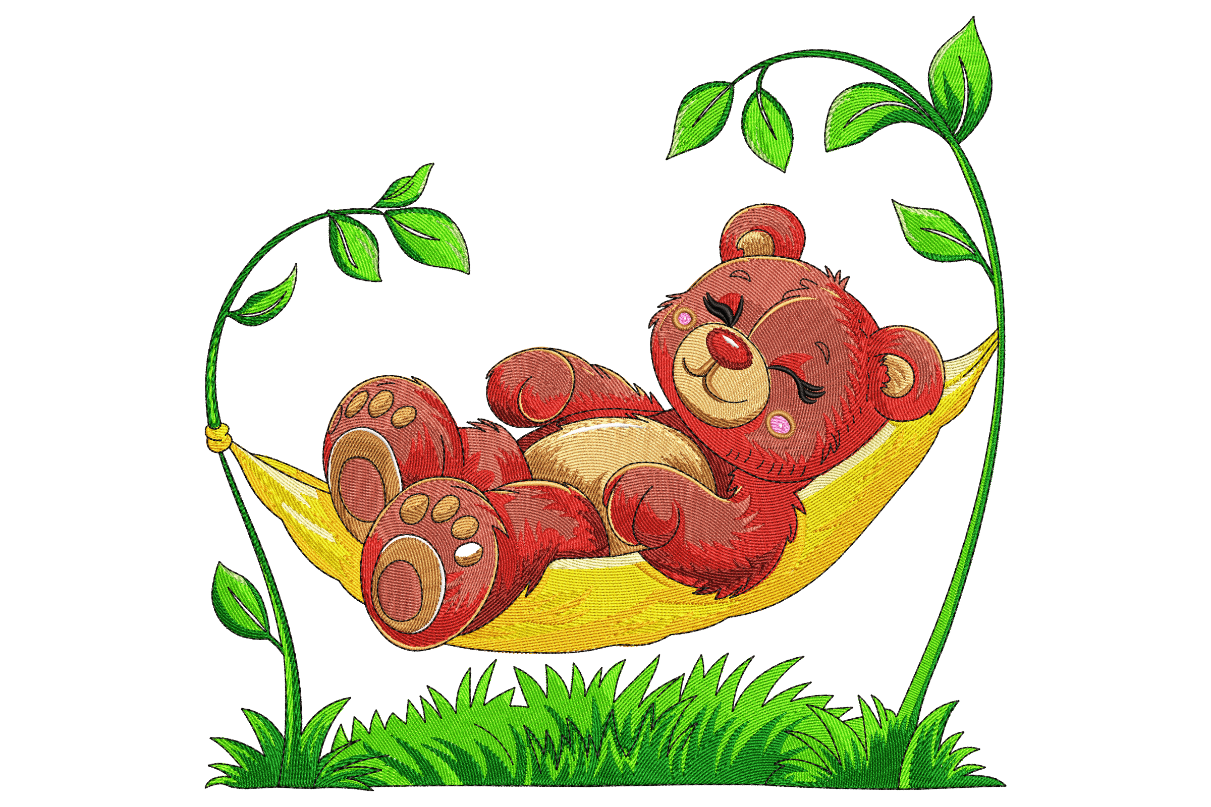 Sleepy Hammock Bear – Cute Kids Embroidery Design
