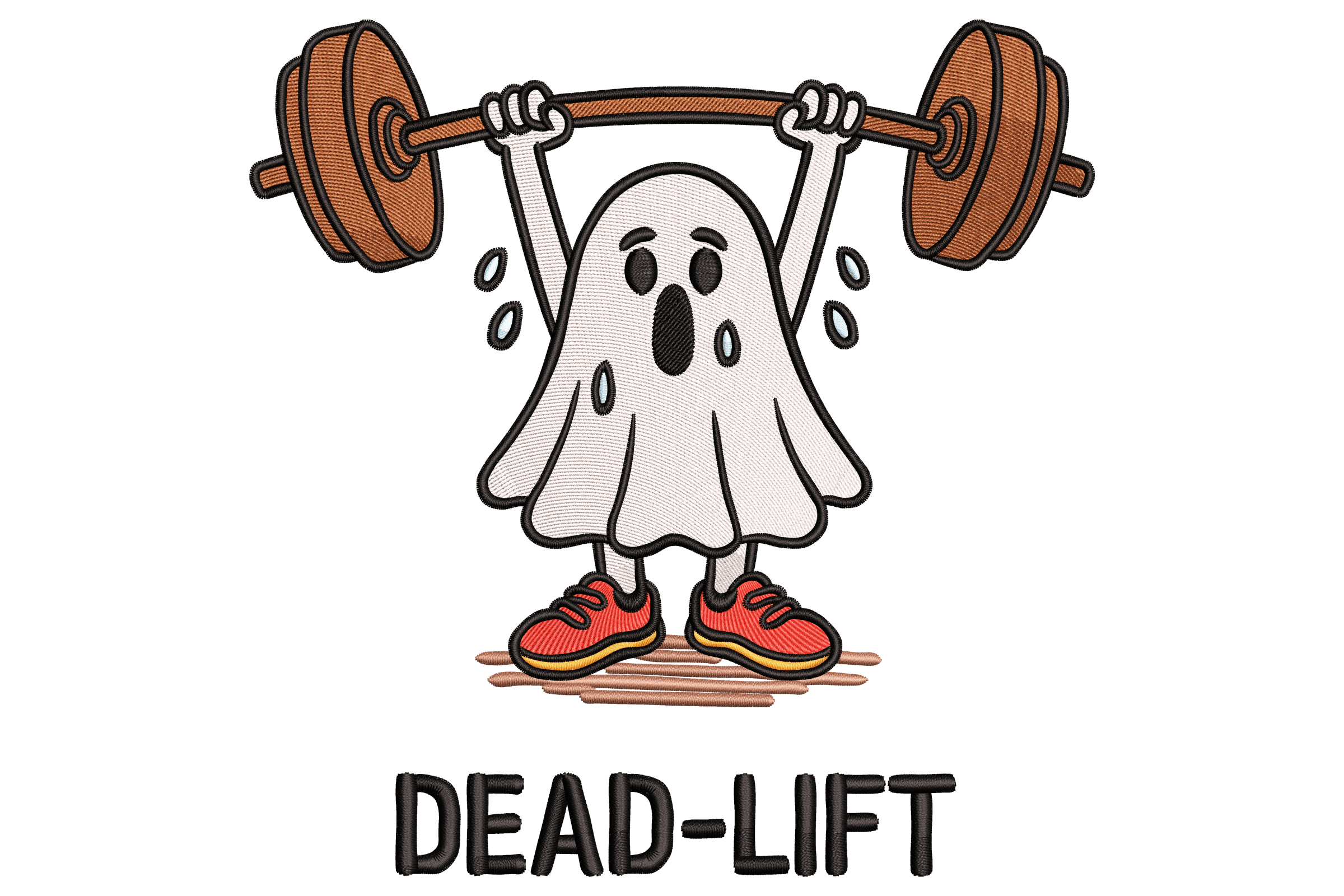 Dead-Lift Ghost – Funny Gym Halloween Embroidery Design