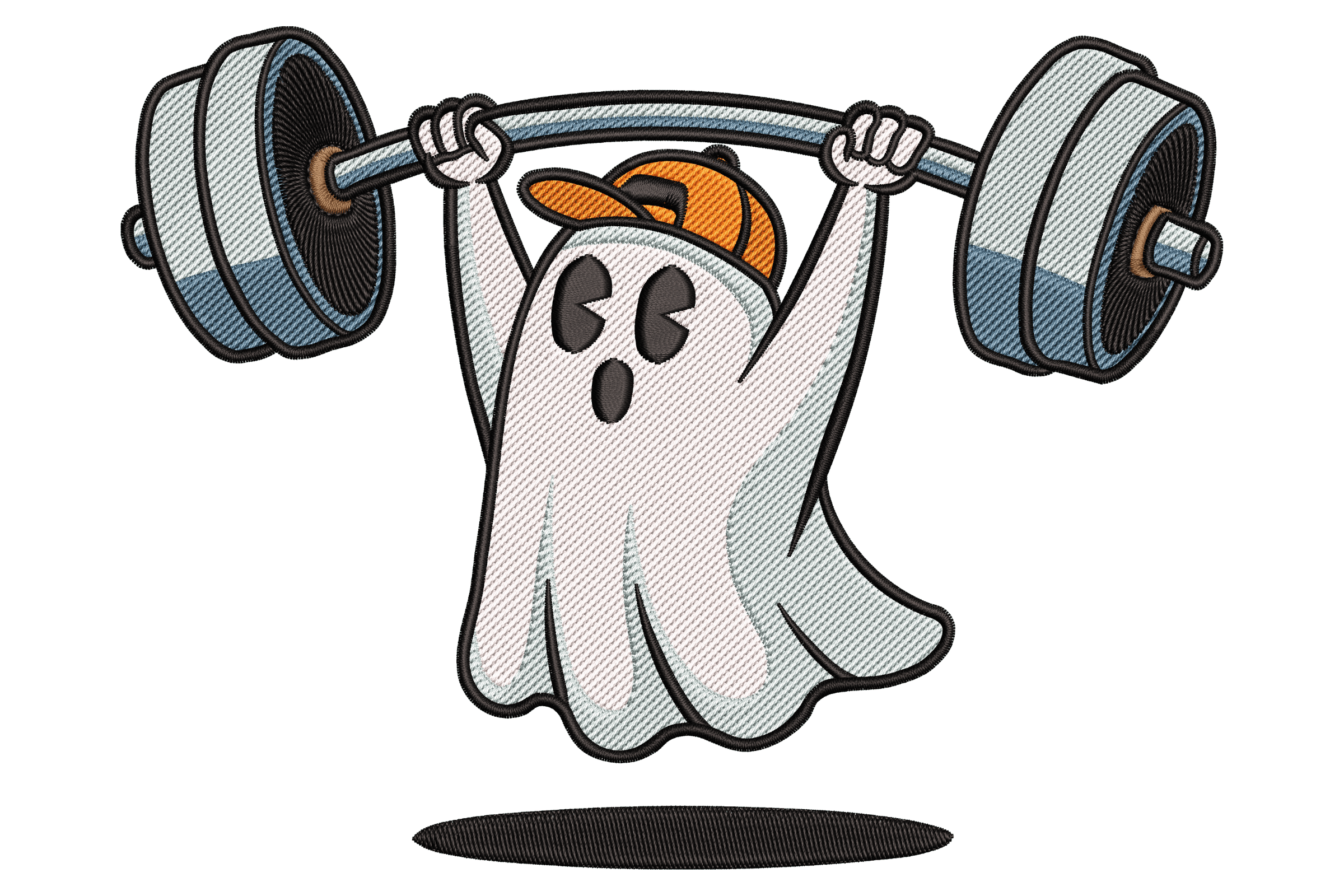 Weightlifting Ghost – Gym Halloween Embroidery Design