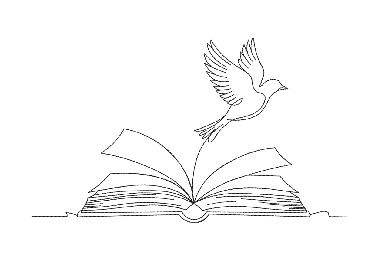 Open Book with Flying Bird – Embroidery Design​