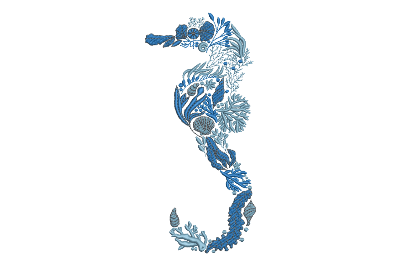 Floral Seahorse – Ocean Life Machine Embroidery Design​