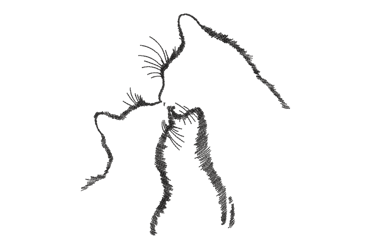 Cat Kiss Line Art – Minimal Pet Love Embroidery Design