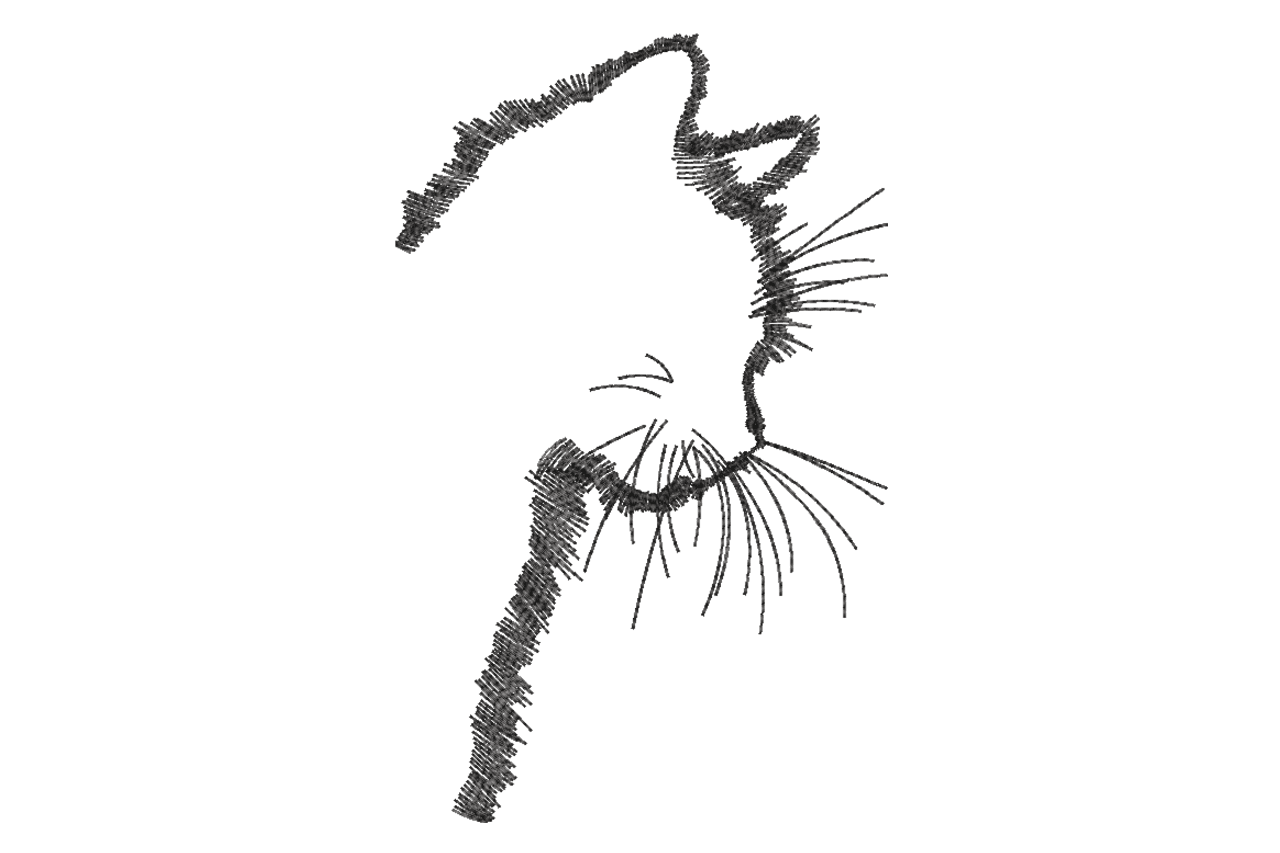 Minimal Cat Outline – Sketch Style Embroidery Design