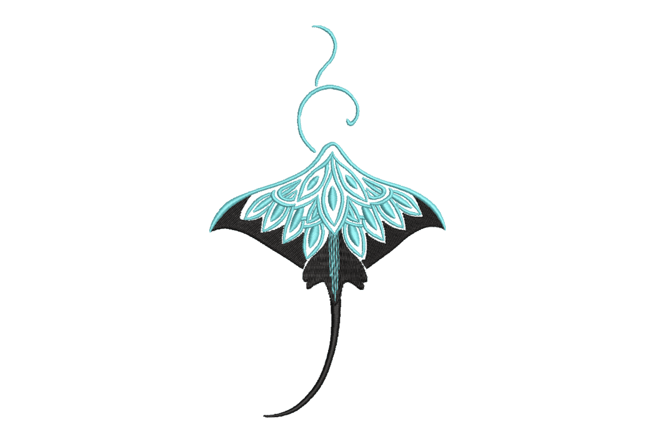Tribal Manta Ray – Ocean Tattoo Embroidery Design