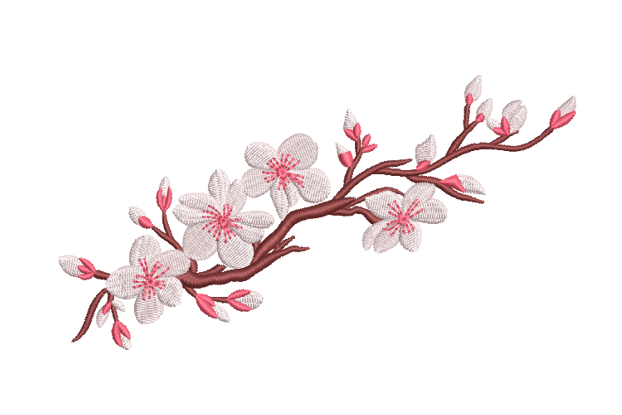 Cherry Blossom Branch – Elegant Floral Embroidery Design
