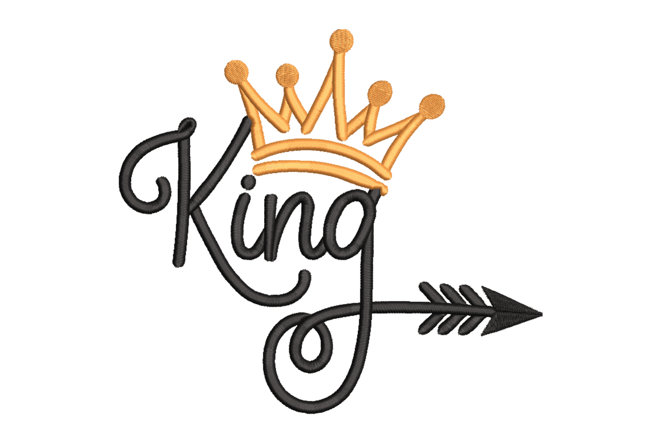 King Crown Script Embroidery Design