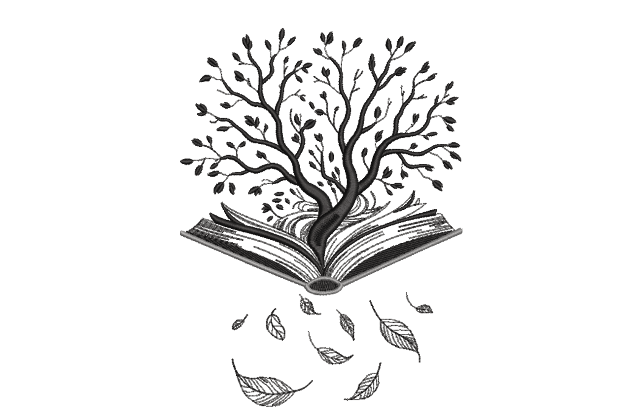 Tree Growing from Book – Embroidery Design