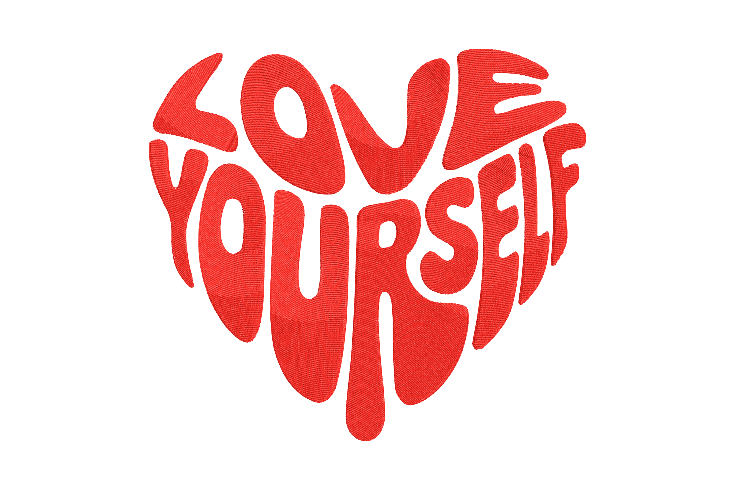 Love Yourself – Elegant Heart Typography Embroidery Design