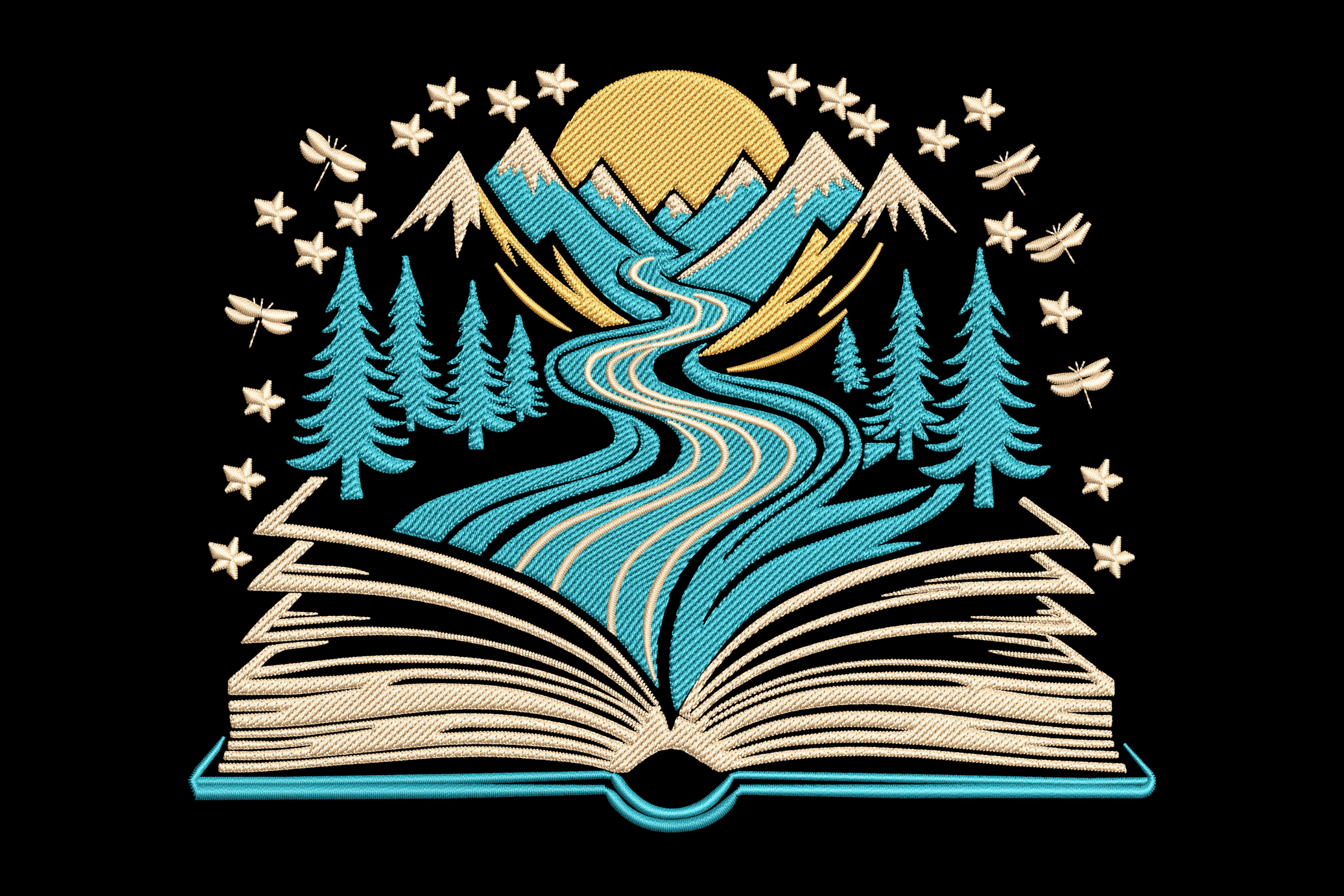 Open Book Nature Landscape – Machine Embroidery Design