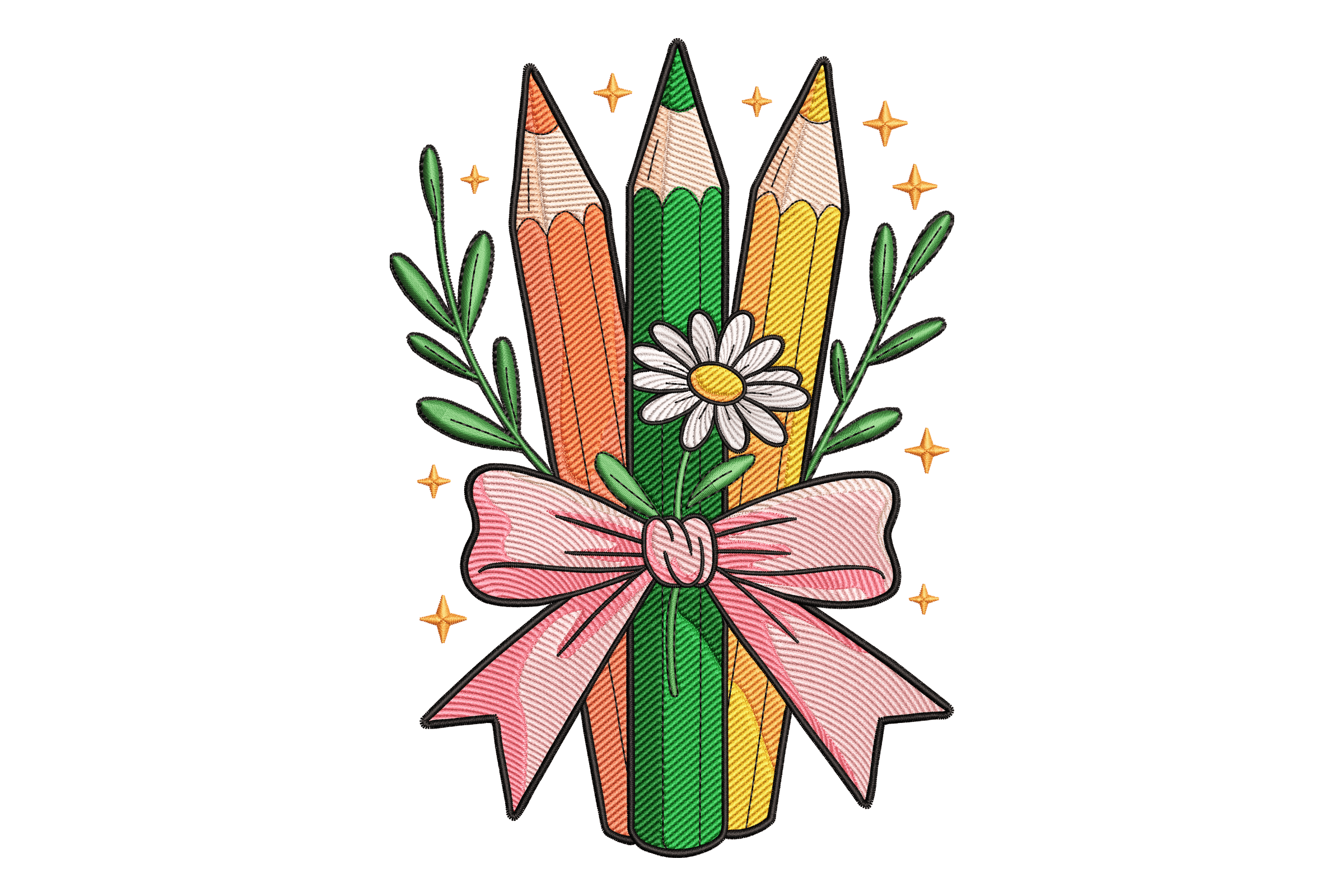 Back to School Pencil Bouquet Embroidery Design